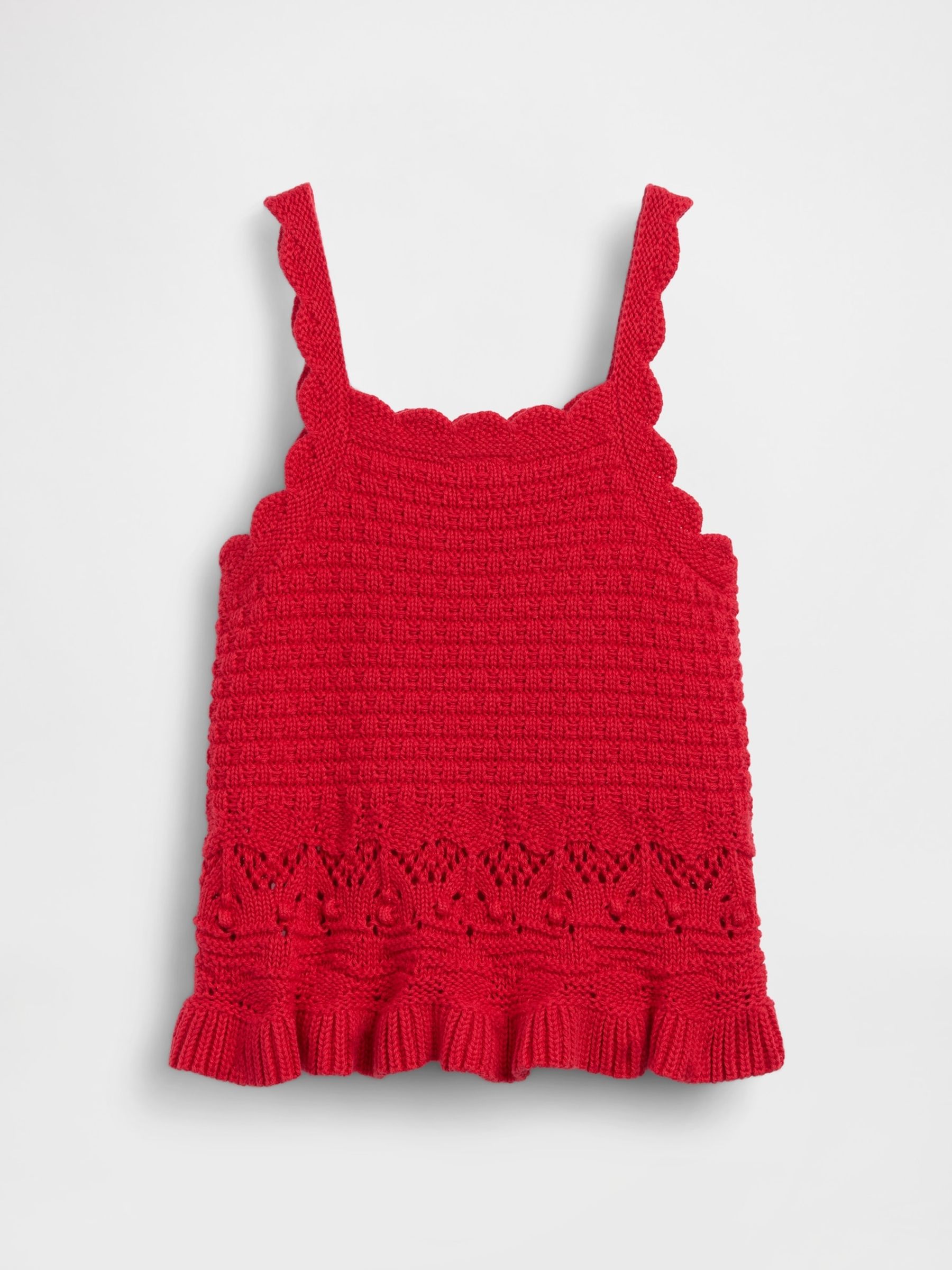 Red Crochet Scalloped Vest - Image 3 of 4