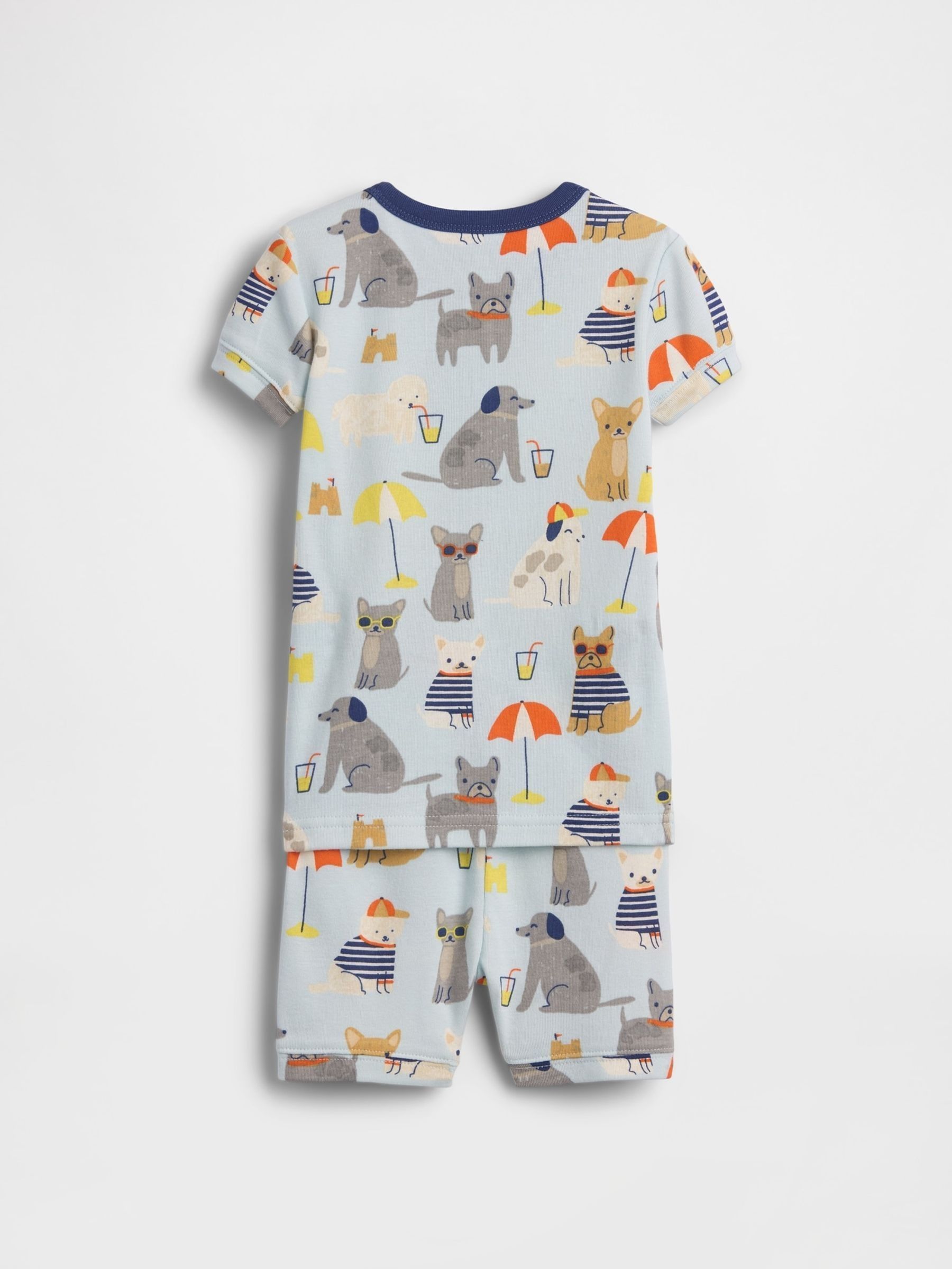 Blue Brushed Cotton Beach Dogs Pyjamas Short Set - Image 2 of 2