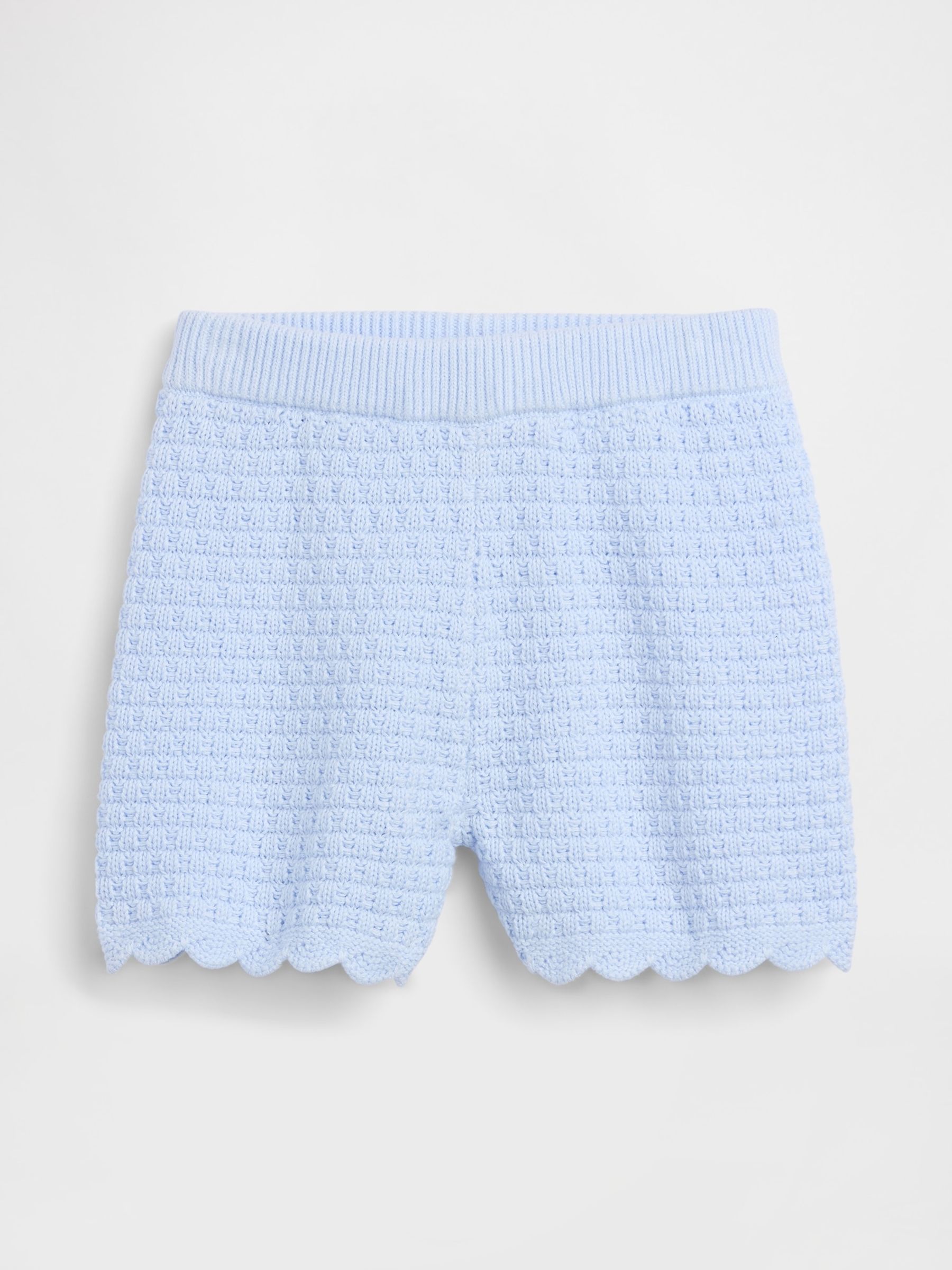 Blue Crochet Scalloped Pull On Shorts - Image 2 of 4