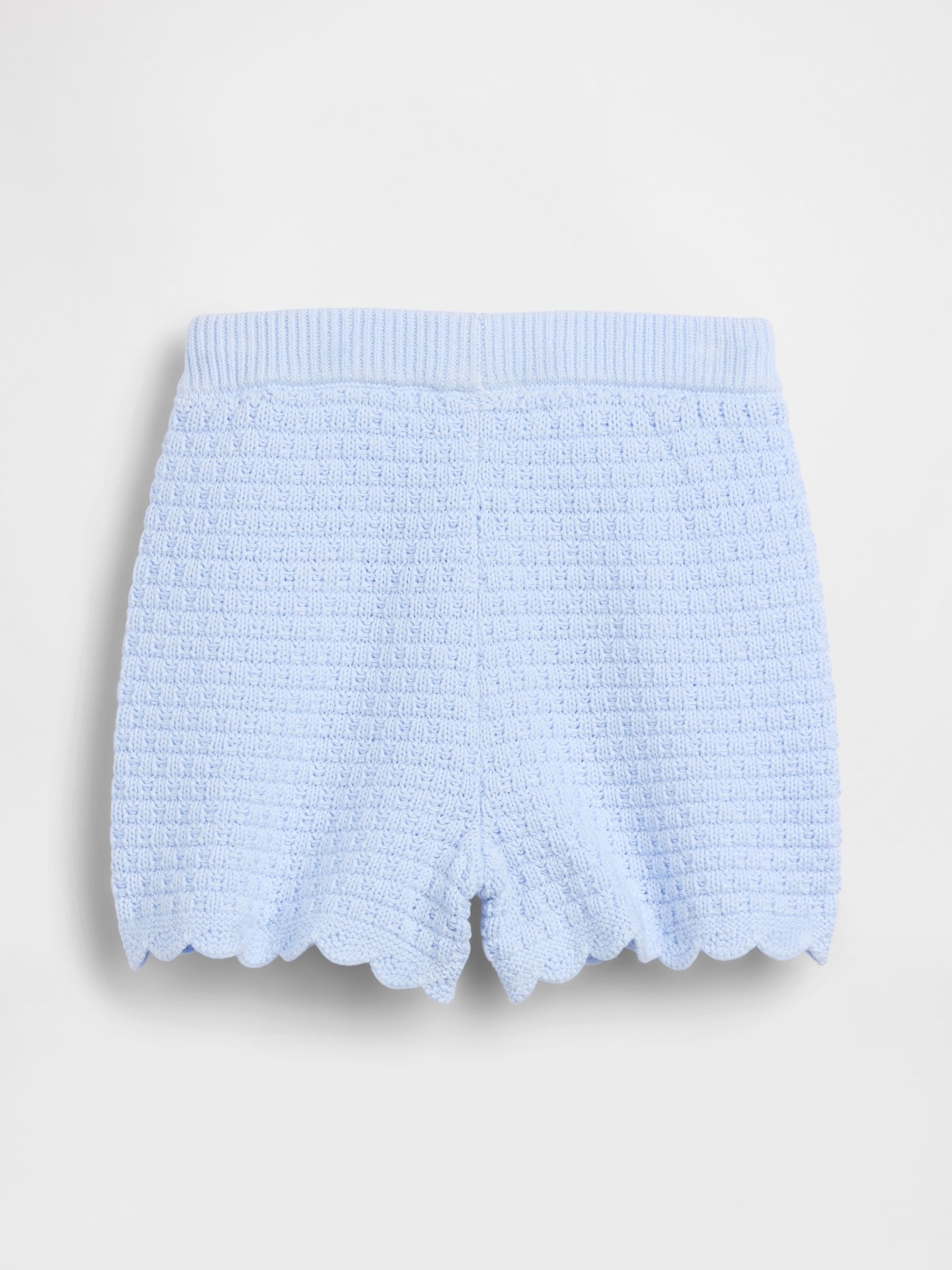 Blue Crochet Scalloped Pull On Shorts - Image 3 of 4