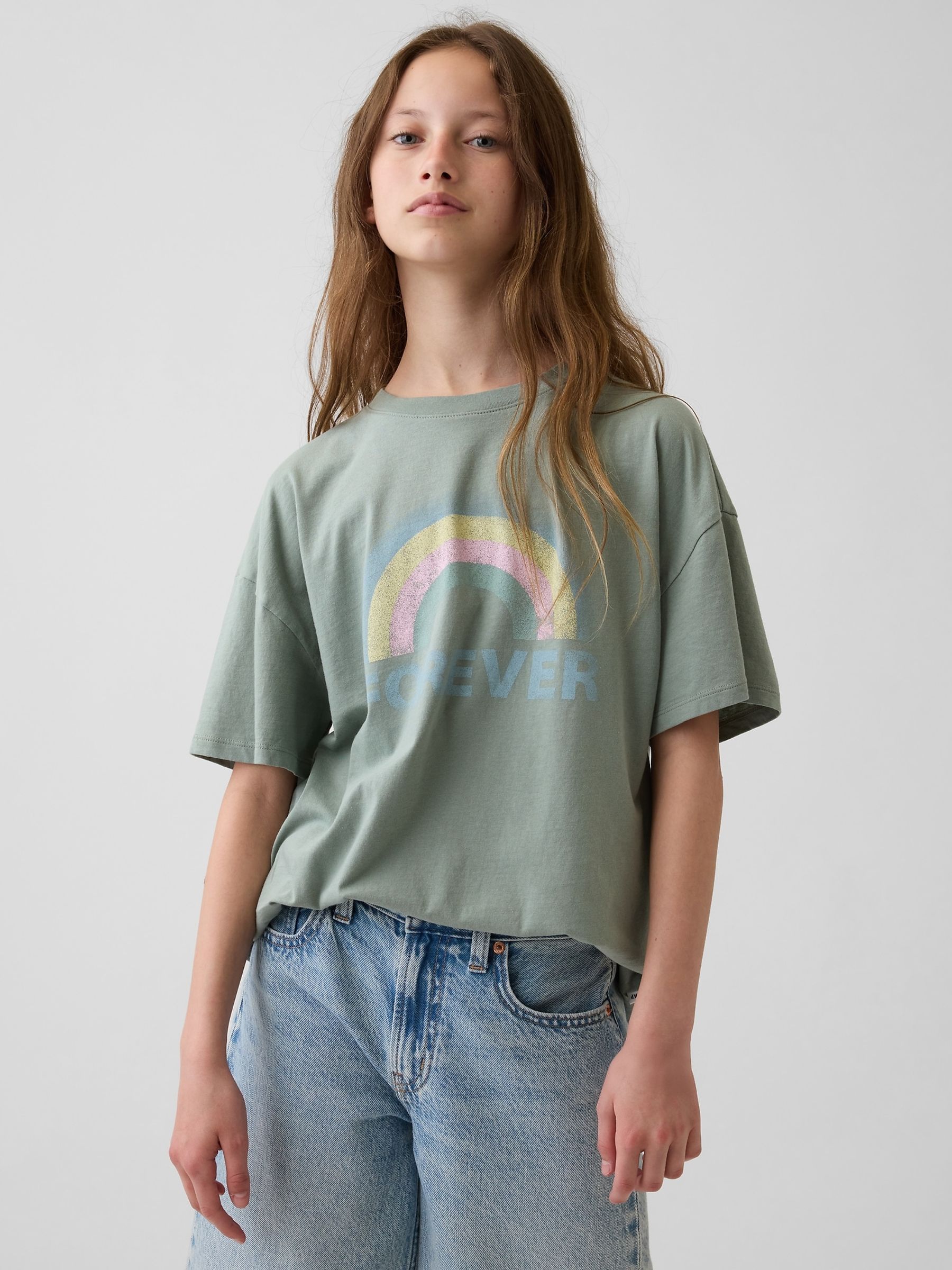 Green Oversized Graphic Short Sleeve T-Shirt - Image 1 of 4 Green Oversized Graphic Short Sleeve T-Shirt - Image 1 of 4