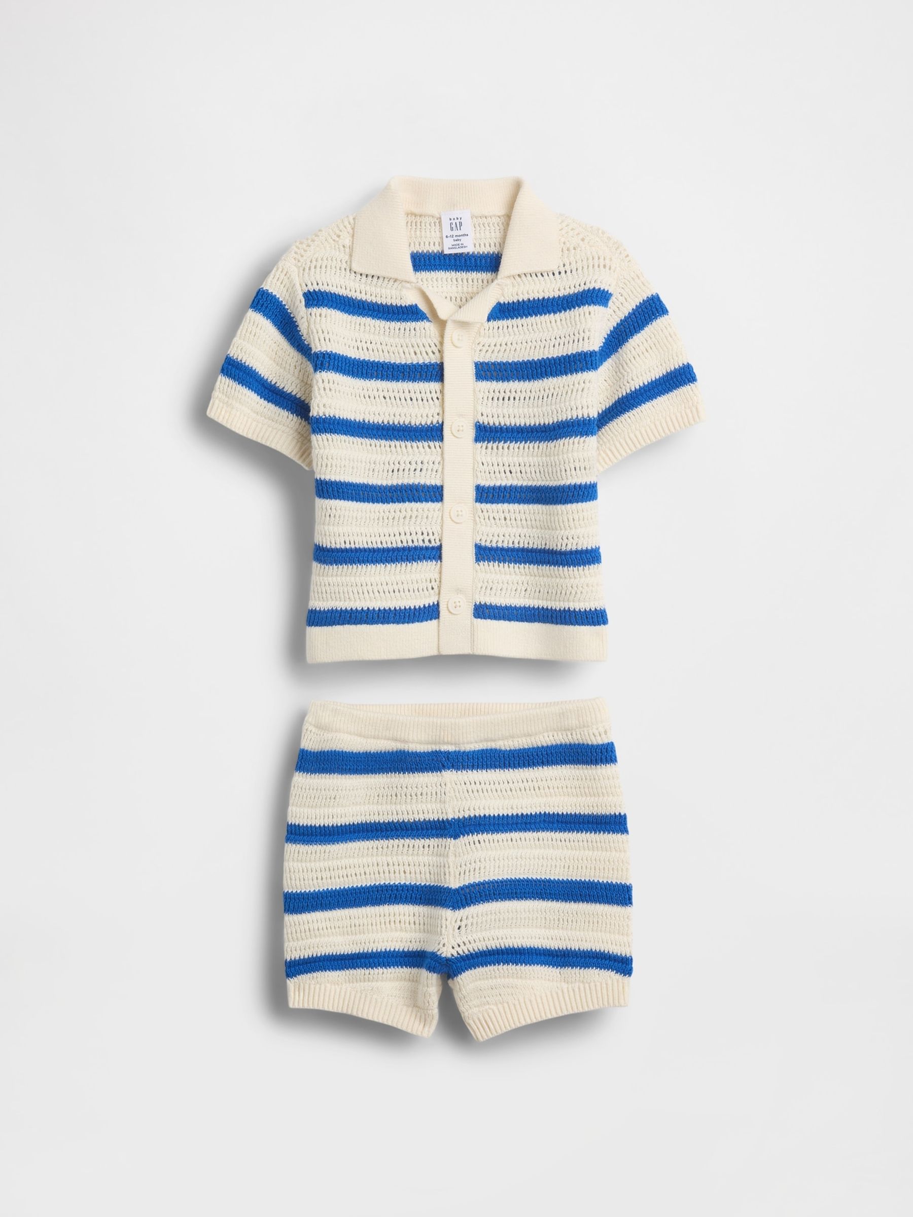 Blue Stripe Crochet Outfit Set - Image 1 of 3