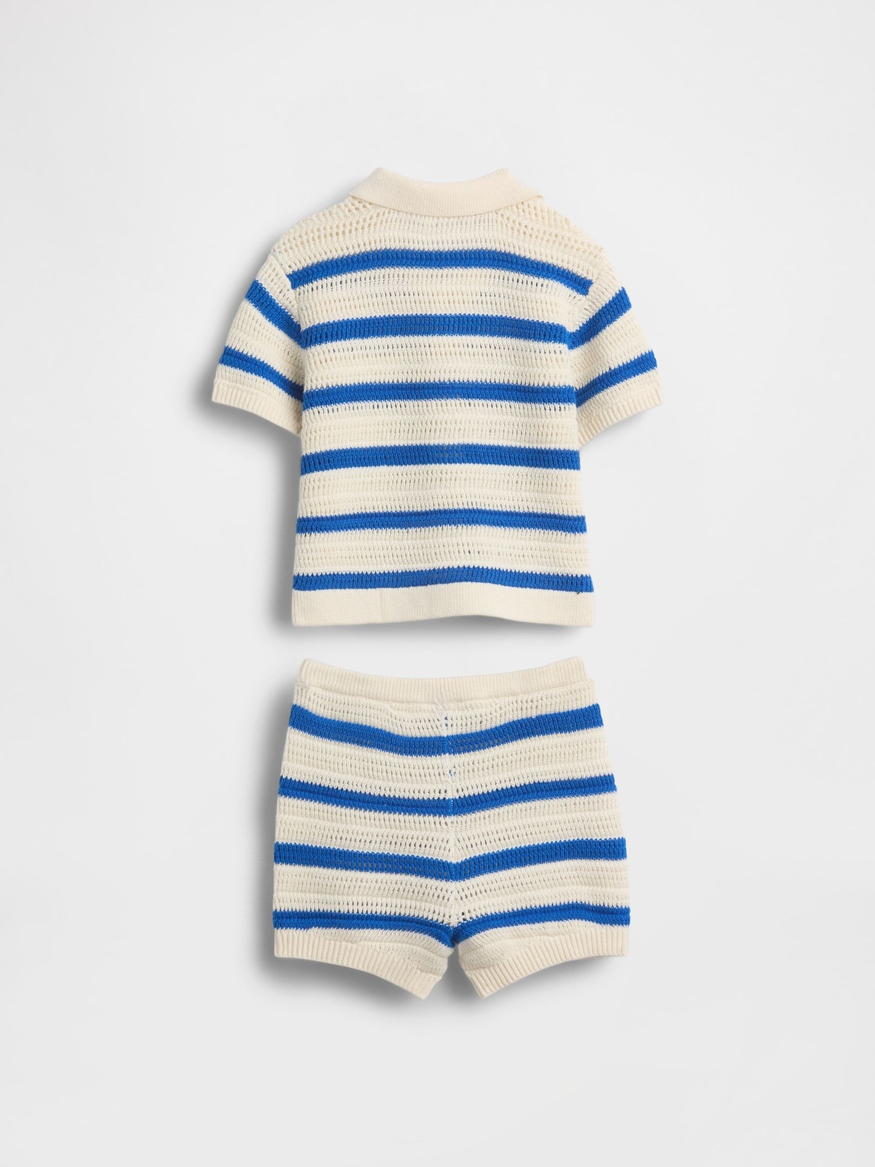 Blue Stripe Crochet Outfit Set - Image 2 of 3
