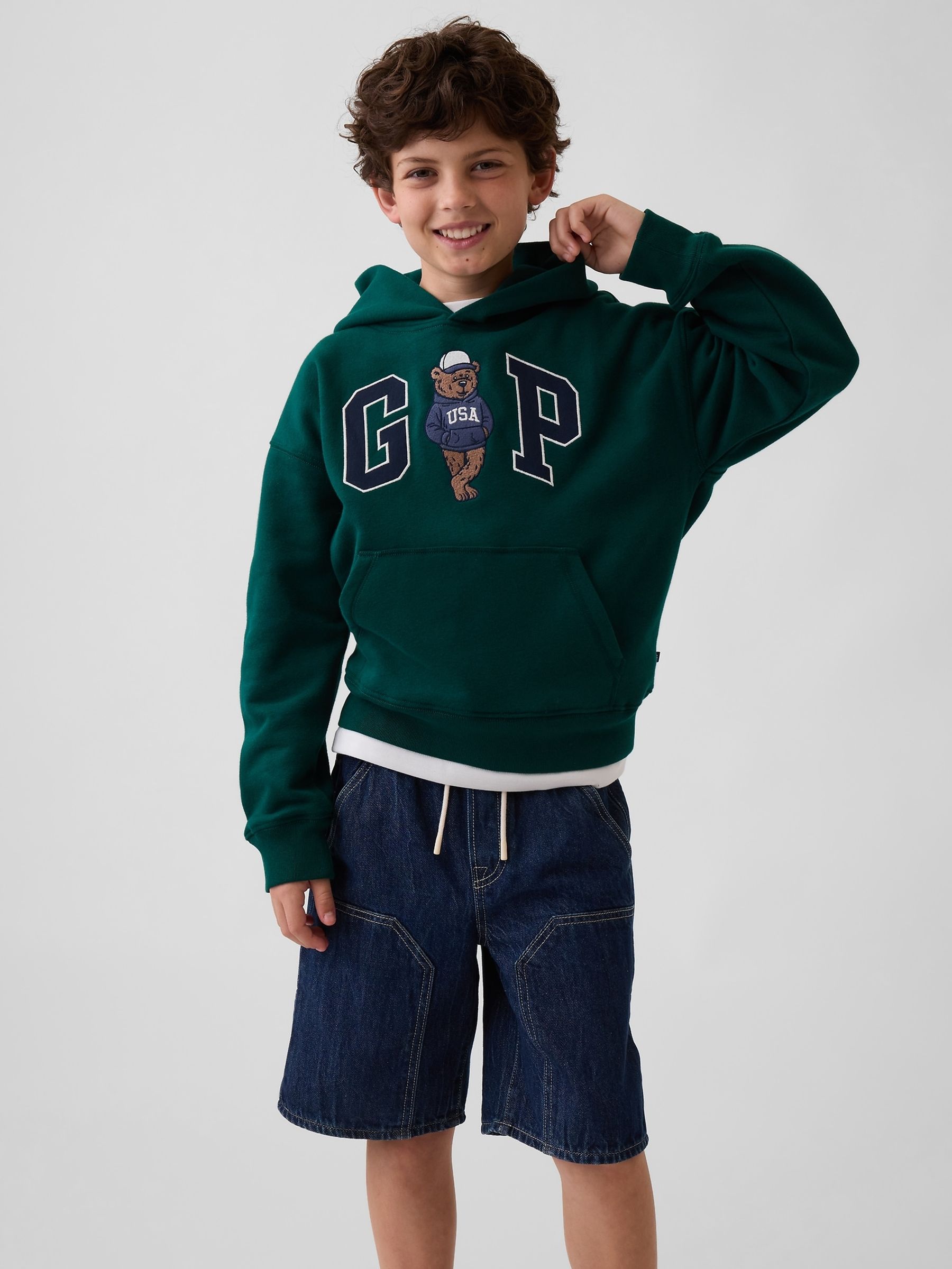 Green VintageSoft Relaxed Brannan Bear Logo Hoodie - Image 1 of 5