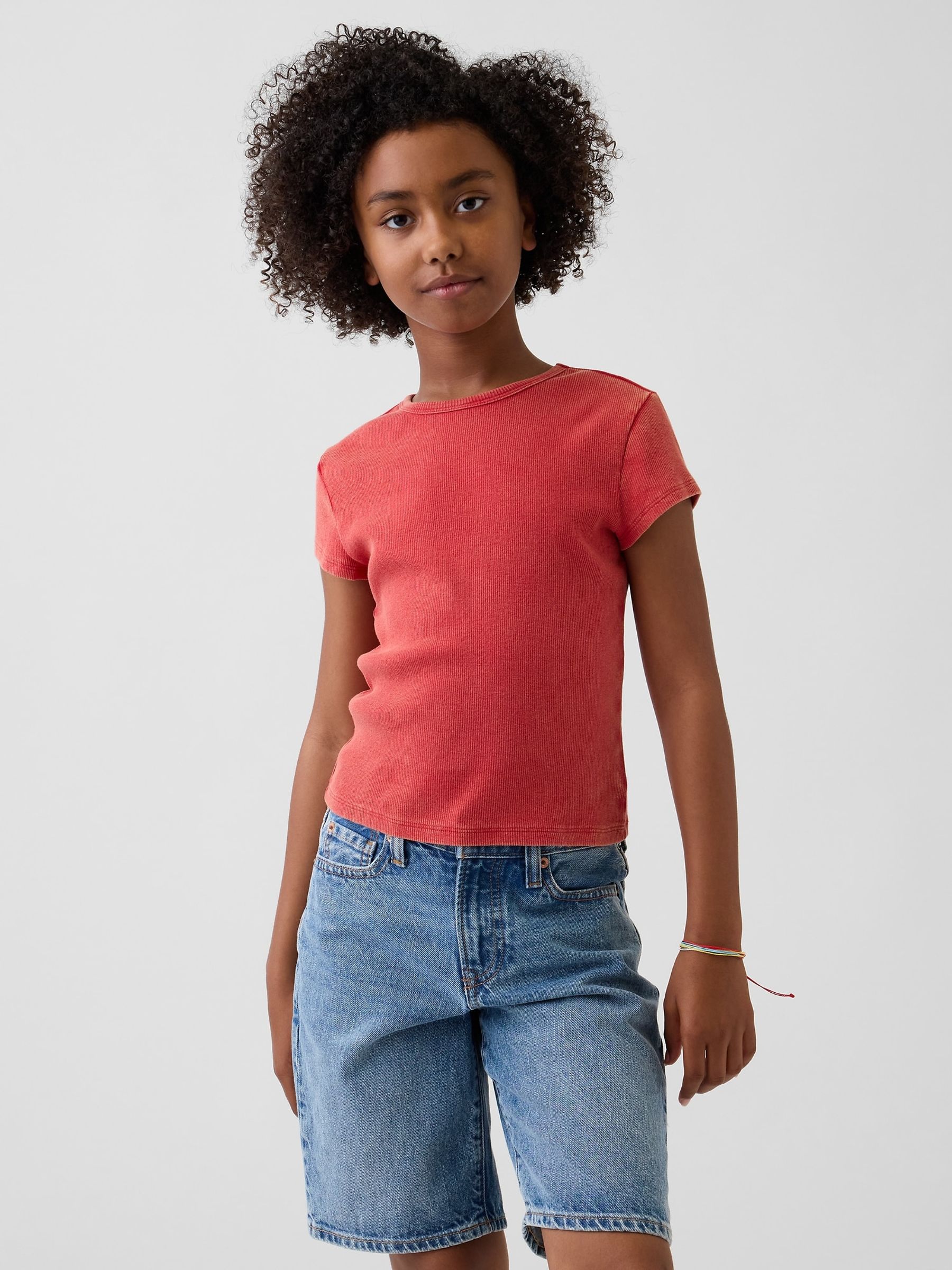 Red Rib Short Sleeve T-Shirt - Image 1 of 4