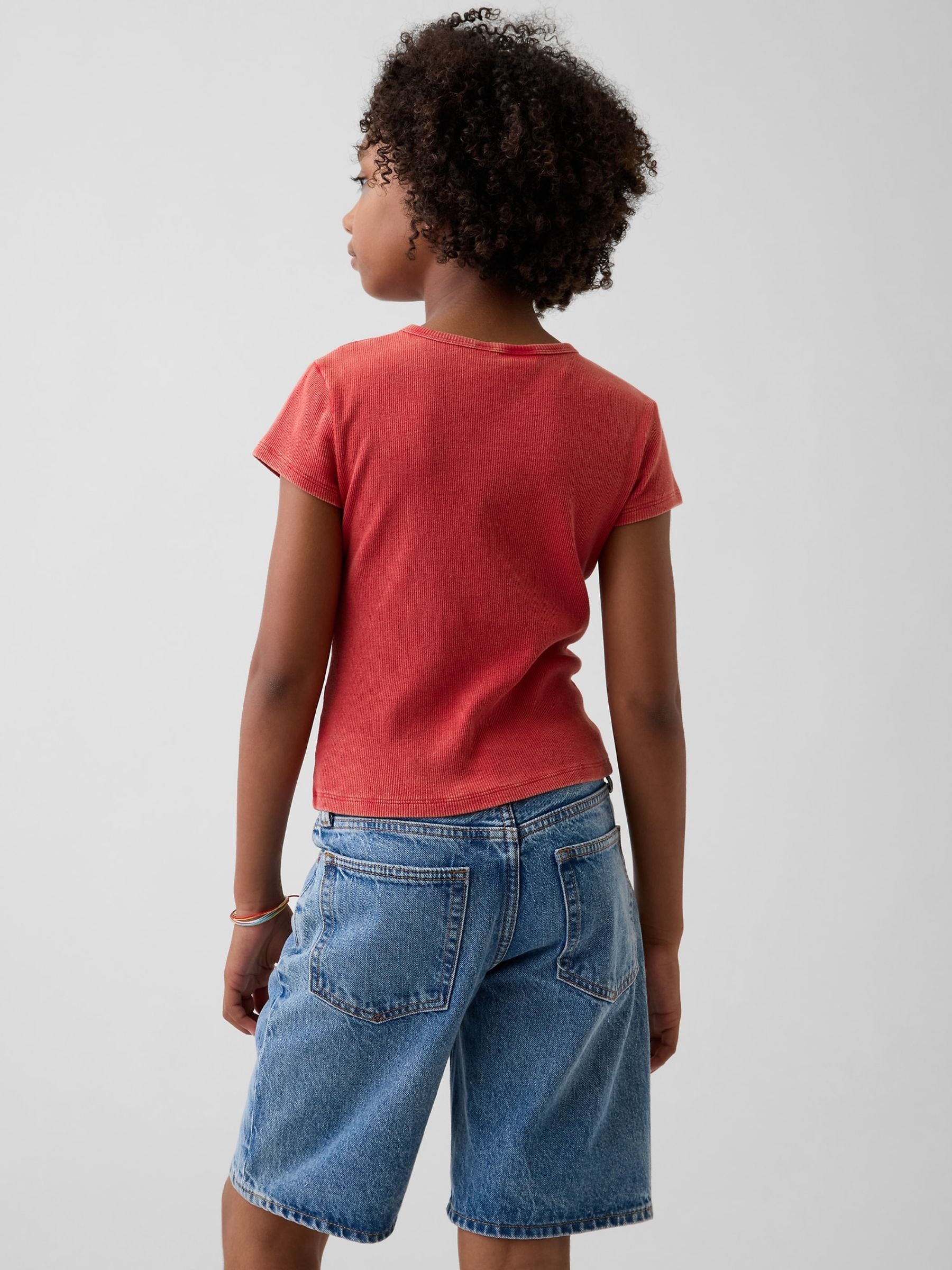 Red Rib Short Sleeve T-Shirt - Image 2 of 4