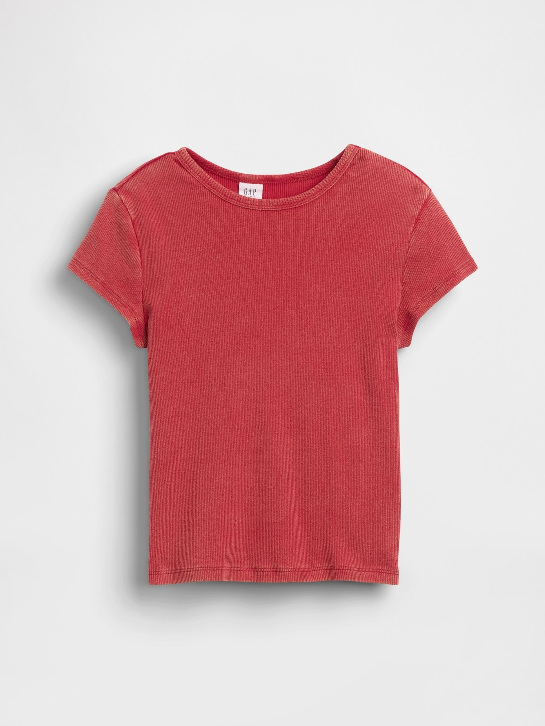 Red Rib Short Sleeve T-Shirt - Image 3 of 4