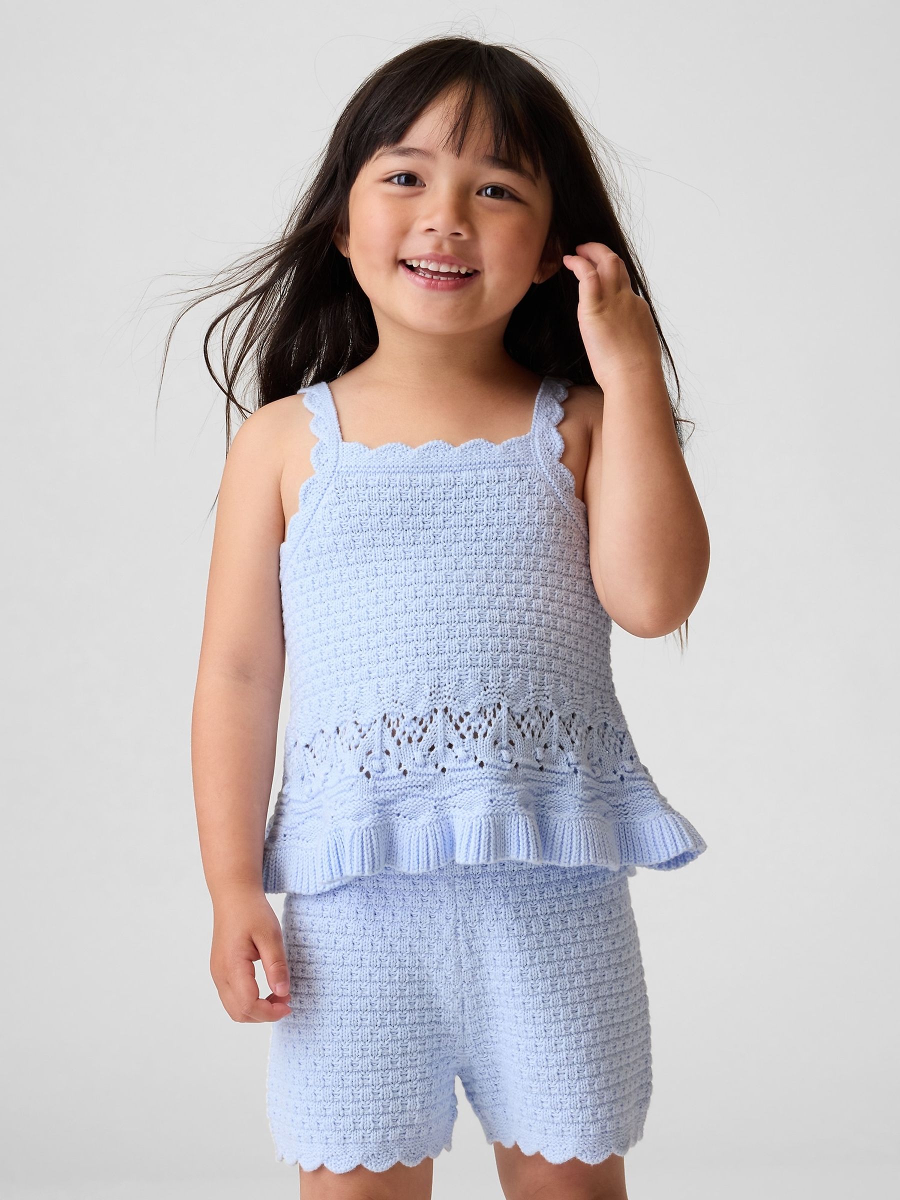 Blue Crochet Scalloped Vest - Image 1 of 4