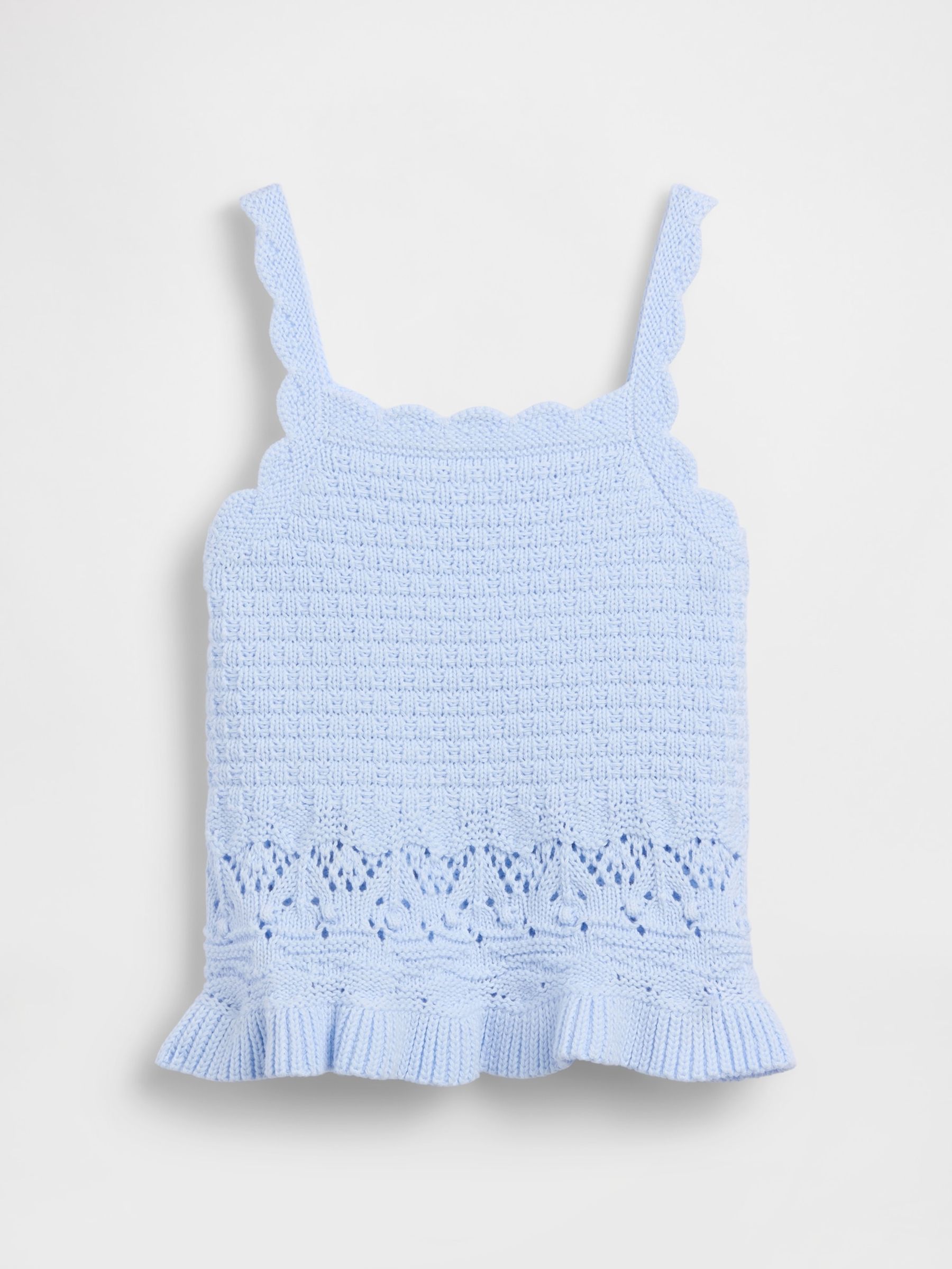 Blue Crochet Scalloped Vest - Image 2 of 4