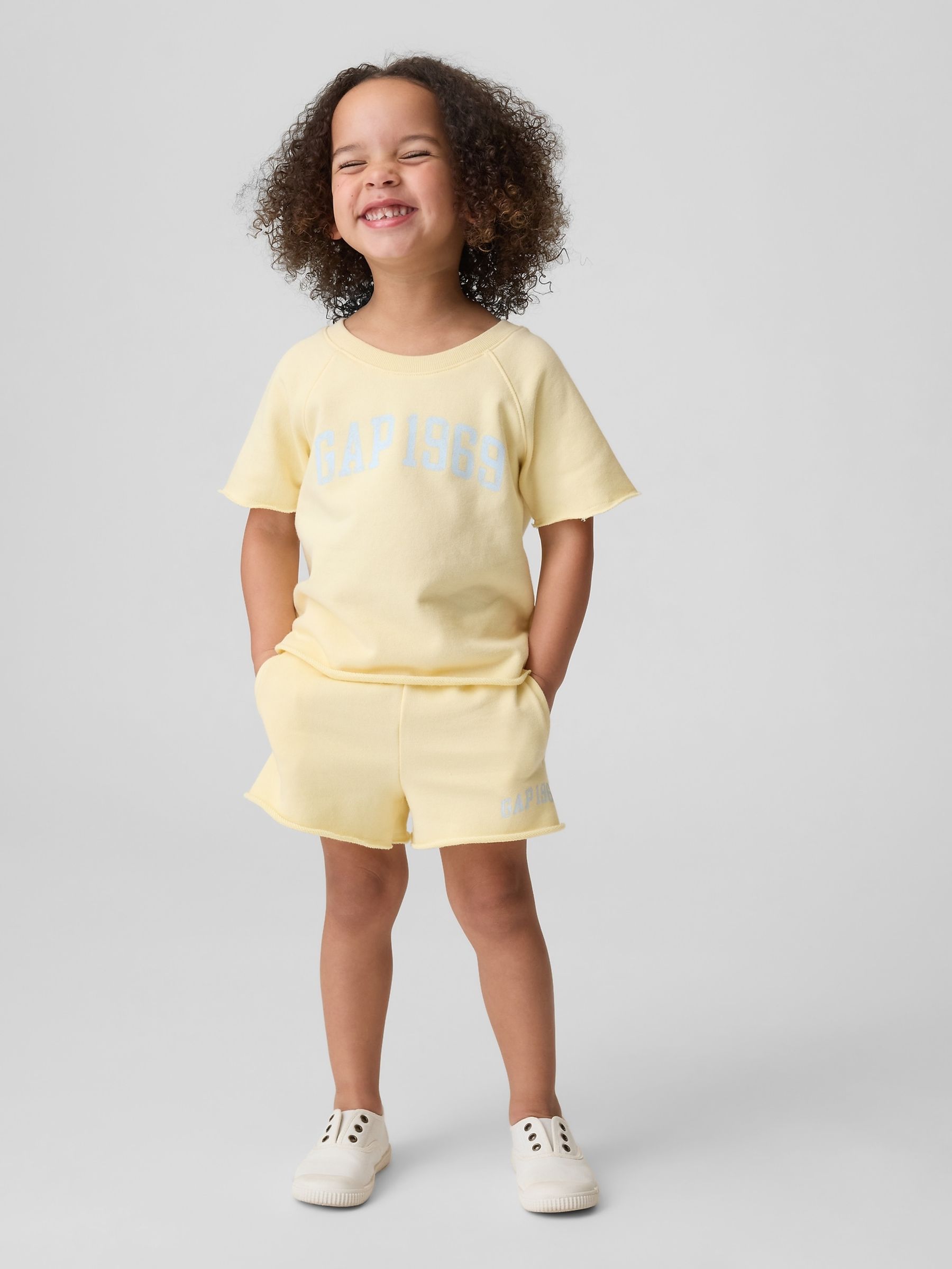 Yellow Pull On French Terry Shorts - Image 1 of 4