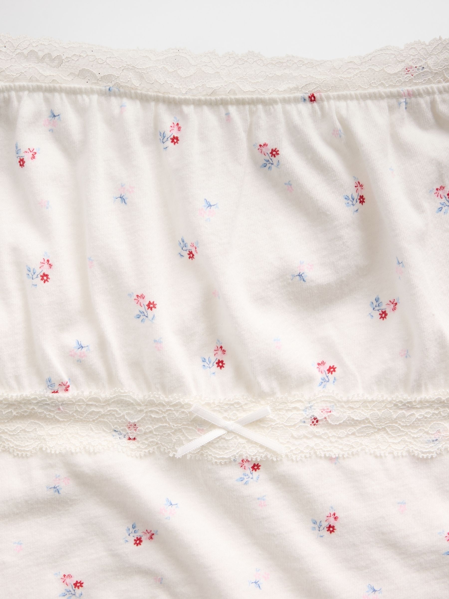 White Lace-Trim Puff-Sleeve Top - Image 4 of 4
