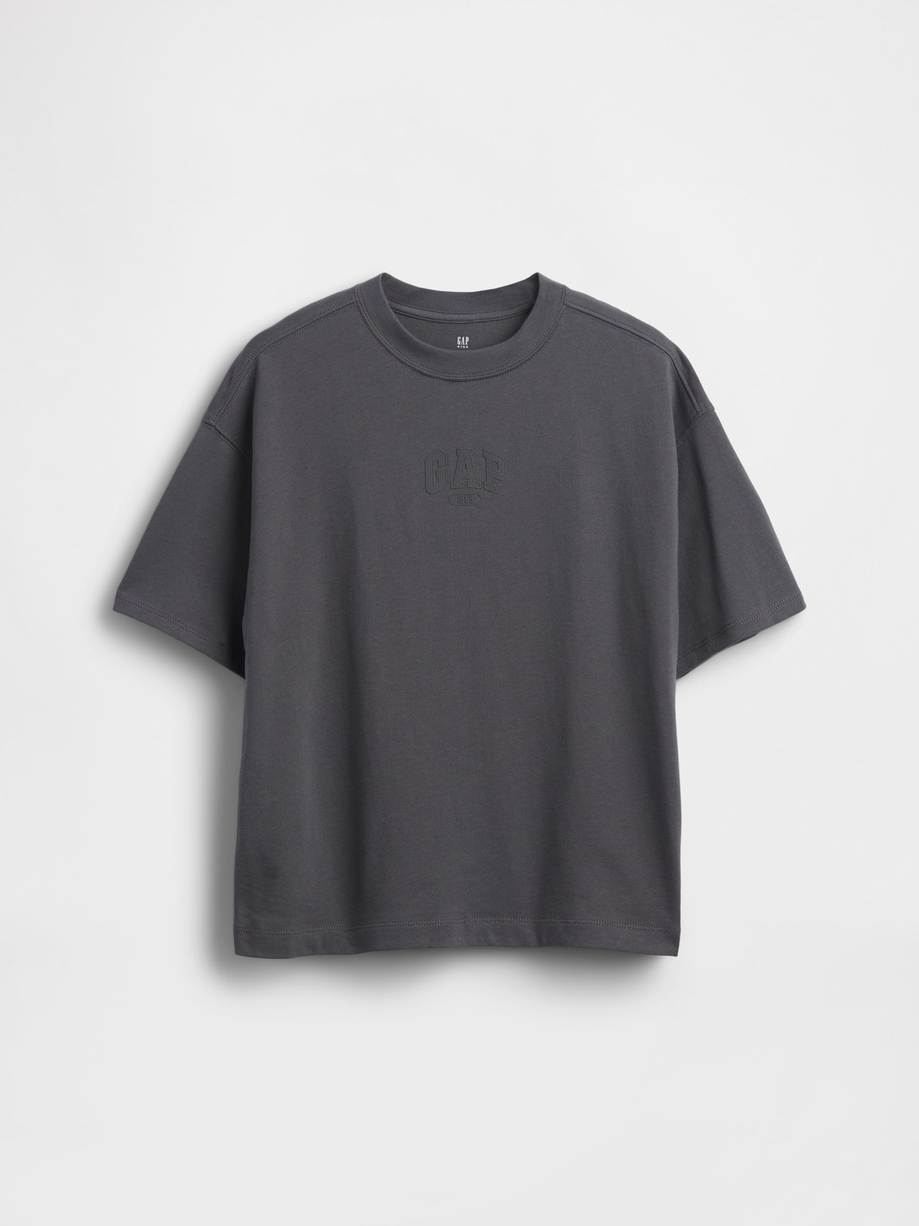 Grey Oversized Heavyweight Logo Short Sleeve T-Shirt - Image 1 of 3