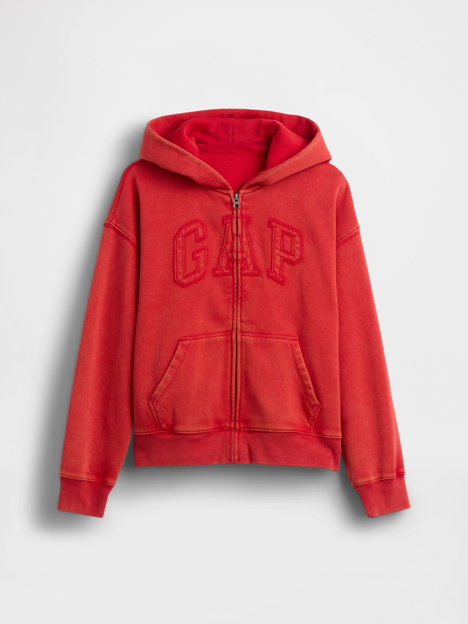 Red Monochrome VintageSoft Relaxed Logo Zip Hoodie - Image 1 of 4