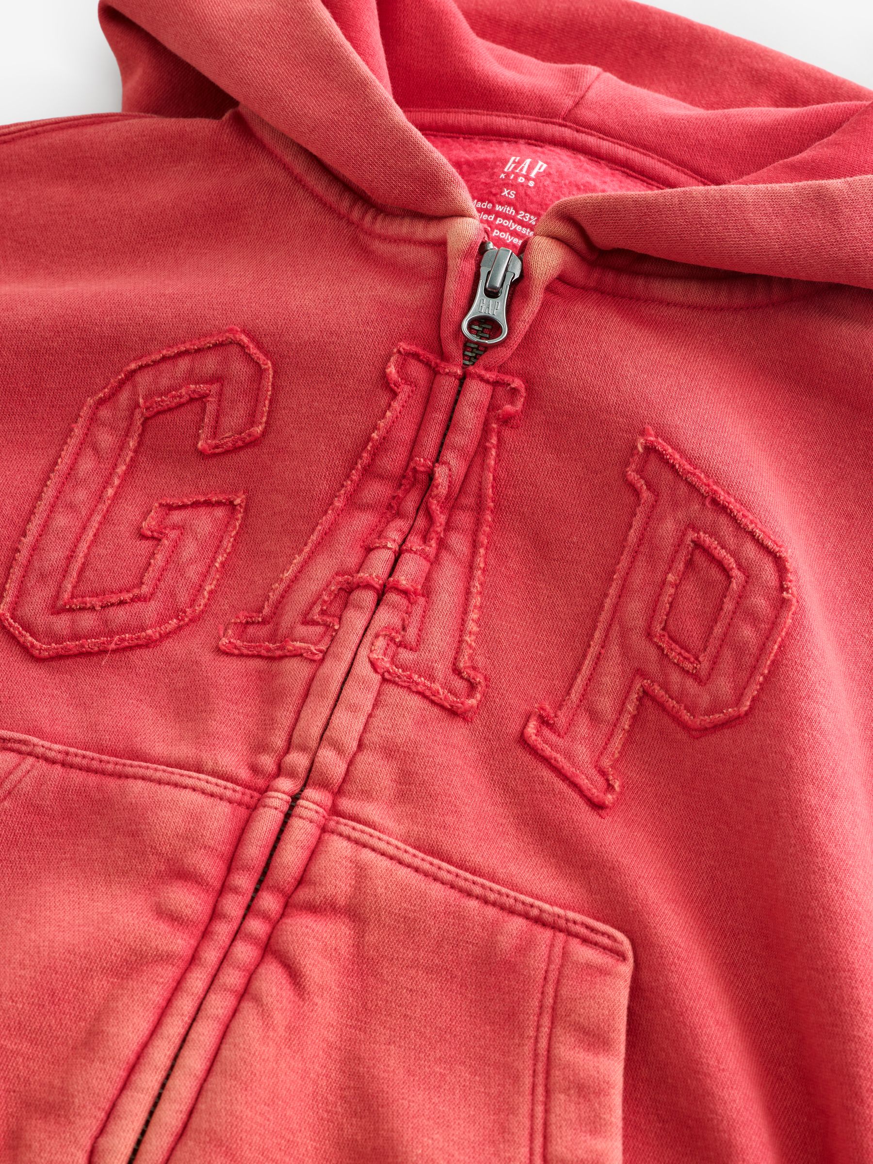 Red Monochrome VintageSoft Relaxed Logo Zip Hoodie - Image 4 of 4 Red Monochrome VintageSoft Relaxed Logo Zip Hoodie - Image 4 of 4