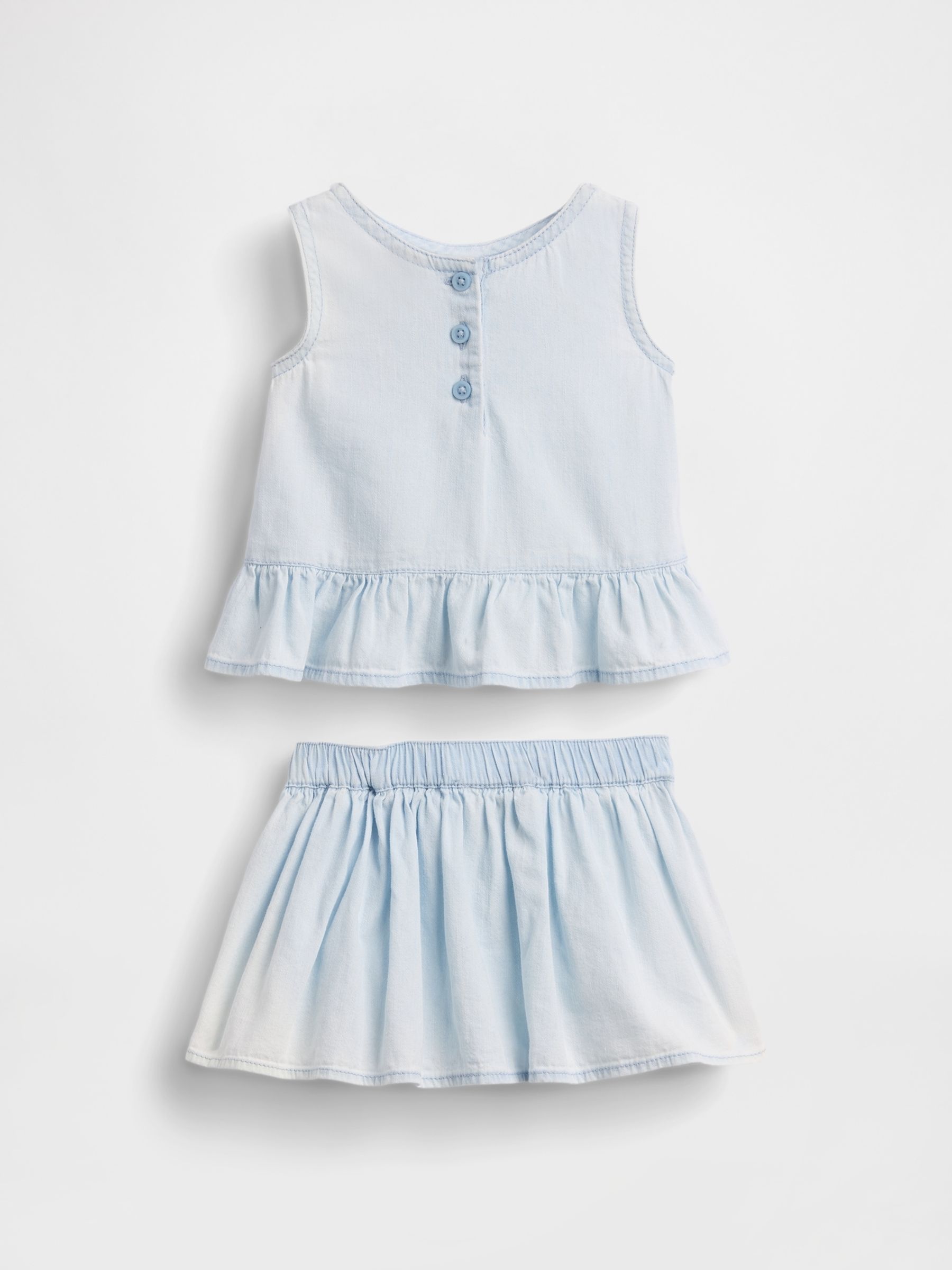 Blue Denim Bow Outfit Set - Image 2 of 3