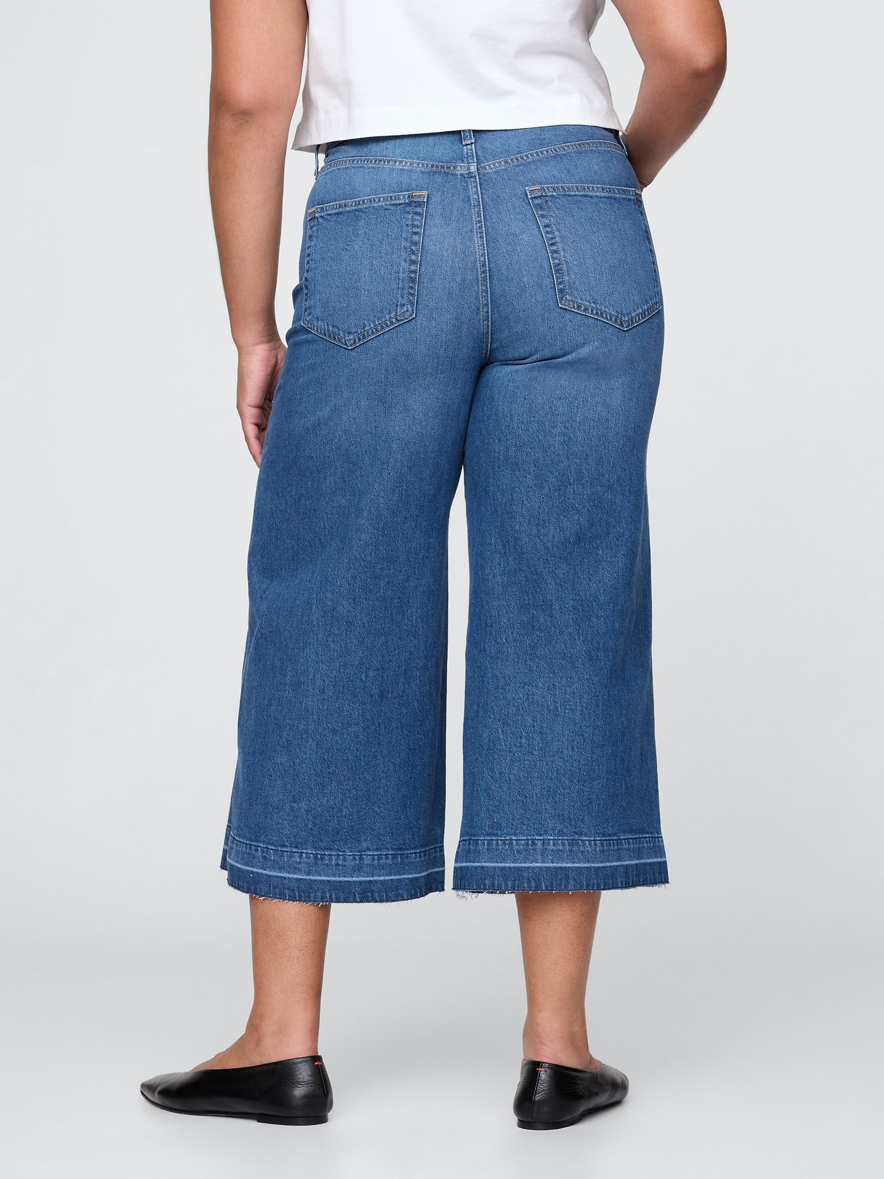 Medium Wash High Waisted Culotte Jeans - Image 6 of 6