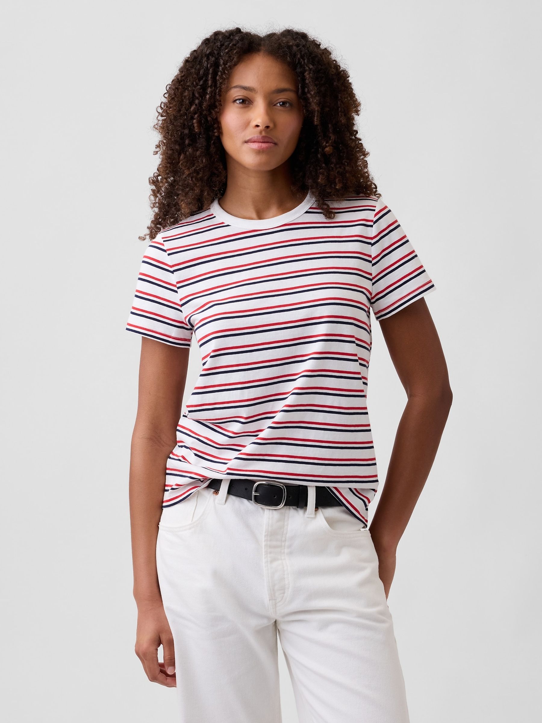 Brown Favourite Stripe Crew neck Short Sleeve T-Shirt - Image 1 of 5