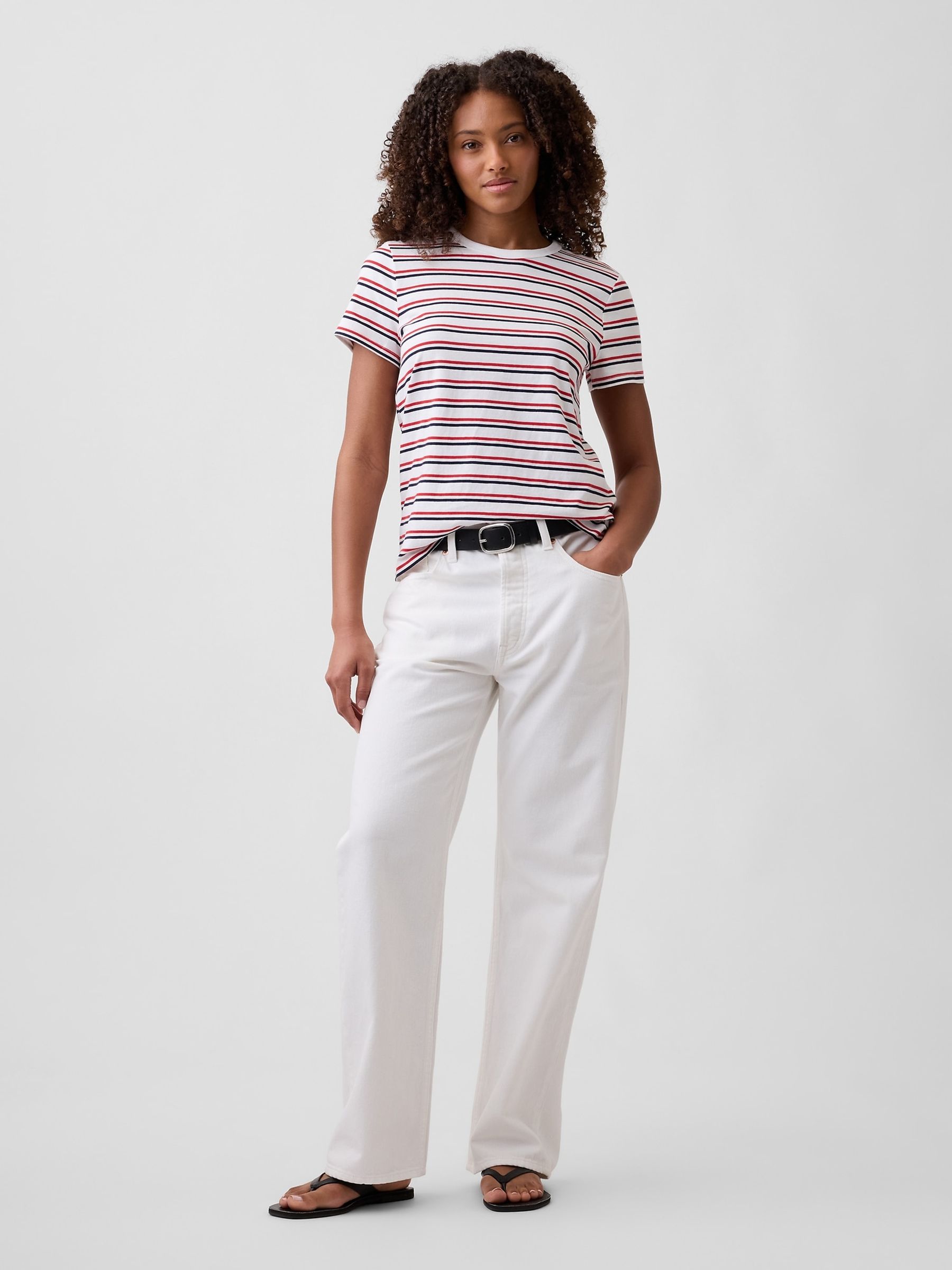Brown Favourite Stripe Crew neck Short Sleeve T-Shirt - Image 3 of 5