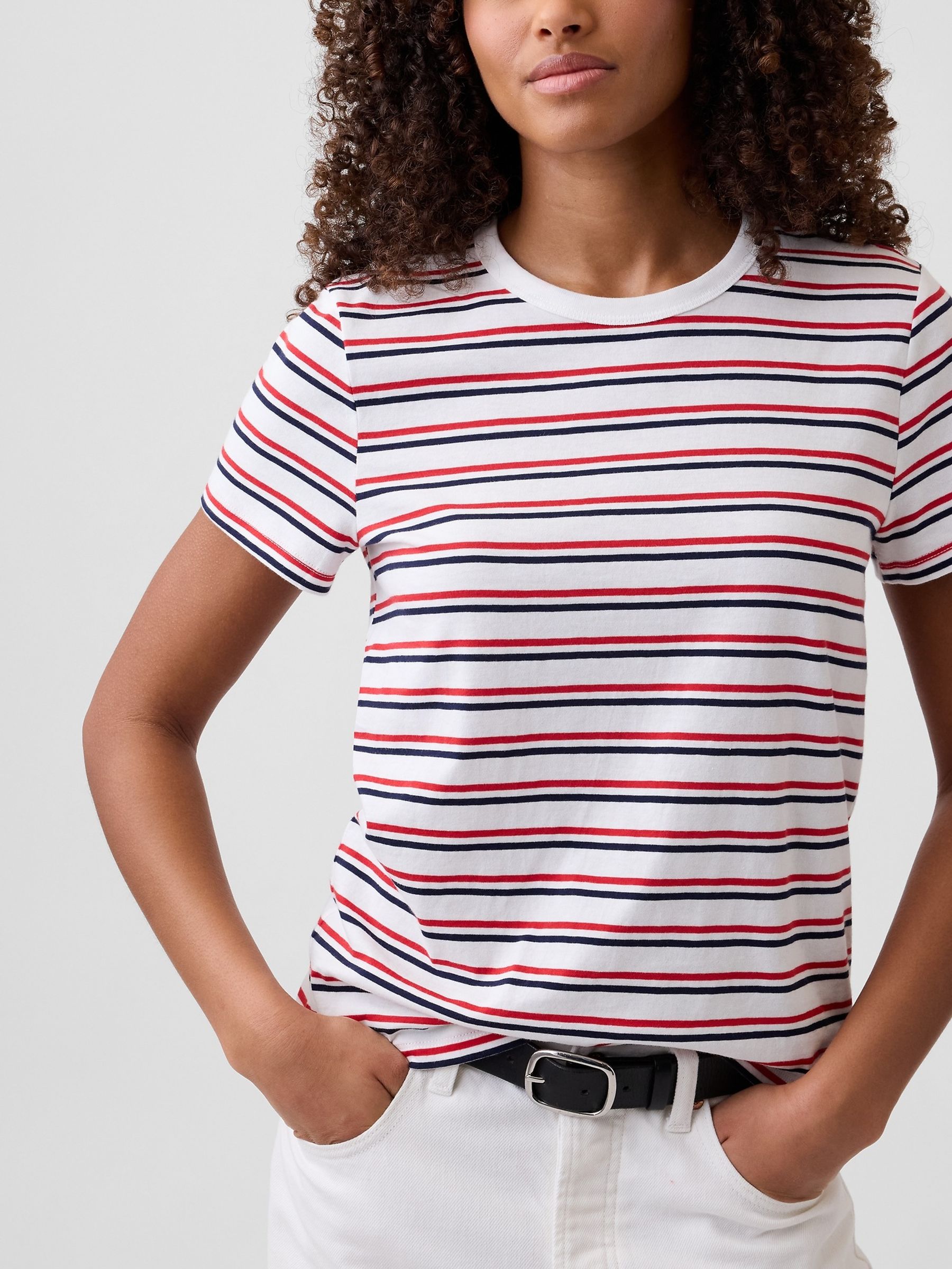Brown Favourite Stripe Crew neck Short Sleeve T-Shirt - Image 4 of 5