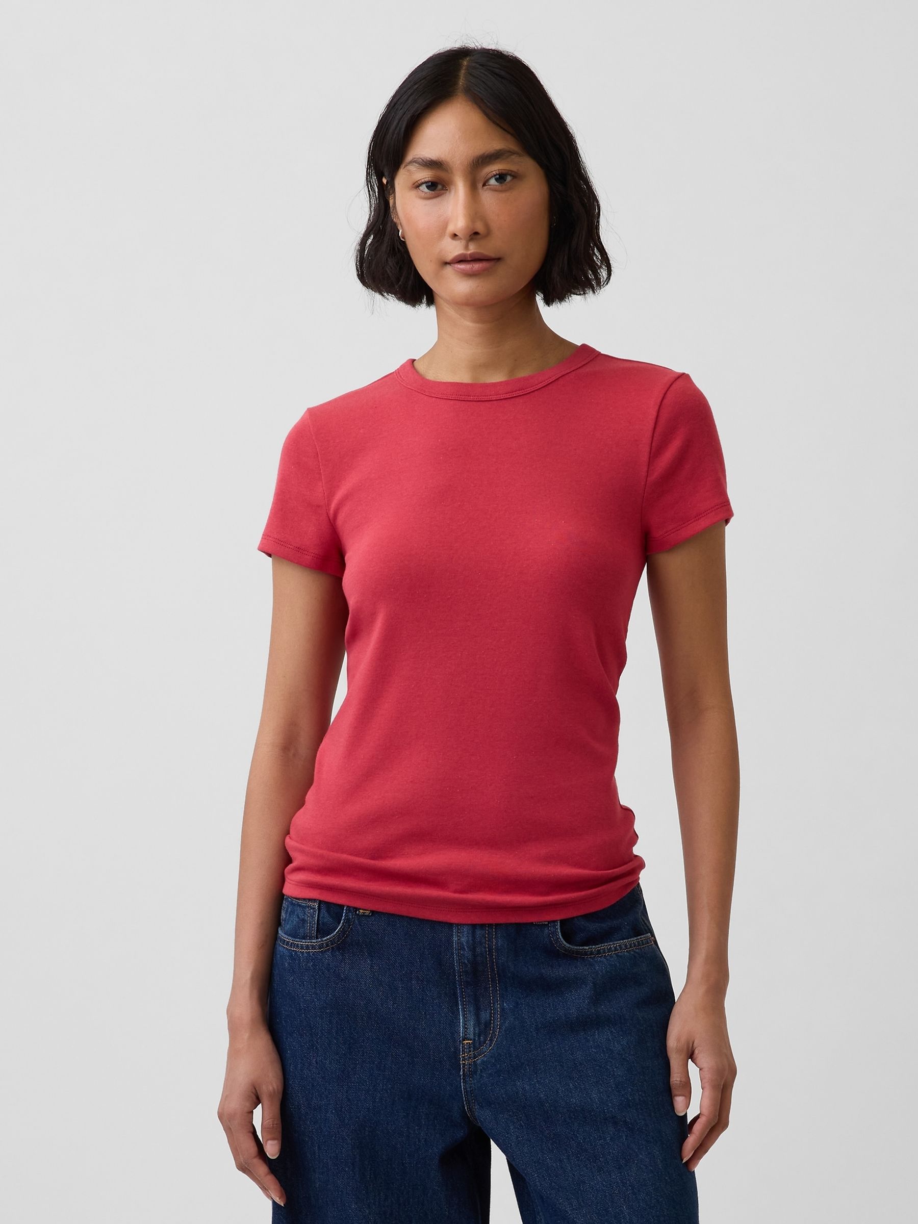 Red Modern Crew Neck Short Sleeve T-Shirt - Image 1 of 4
