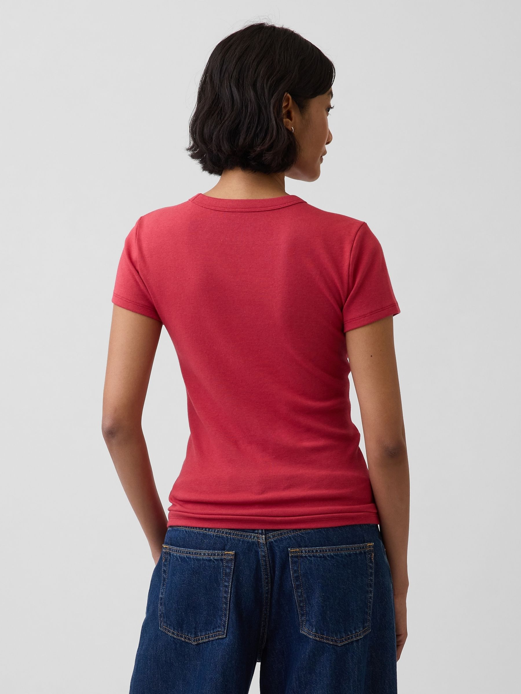 Red Modern Crew Neck Short Sleeve T-Shirt - Image 2 of 4