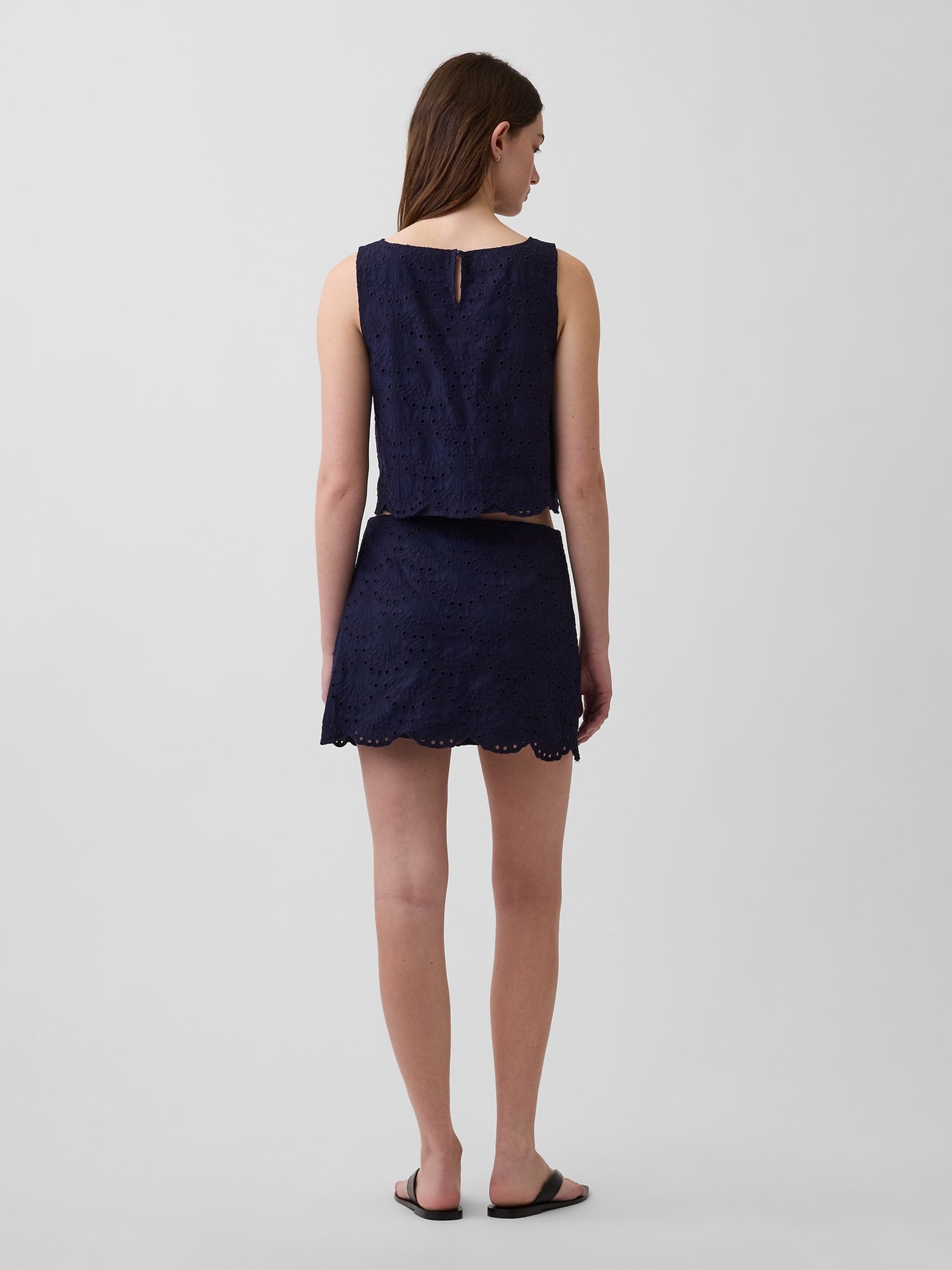 Navy Eyelet Mini Skort - Image 2 of 4