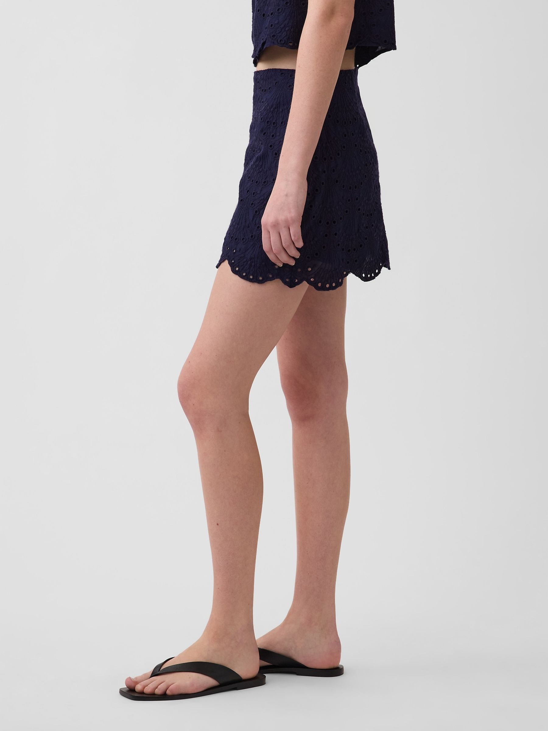 Navy Eyelet Mini Skort - Image 3 of 4