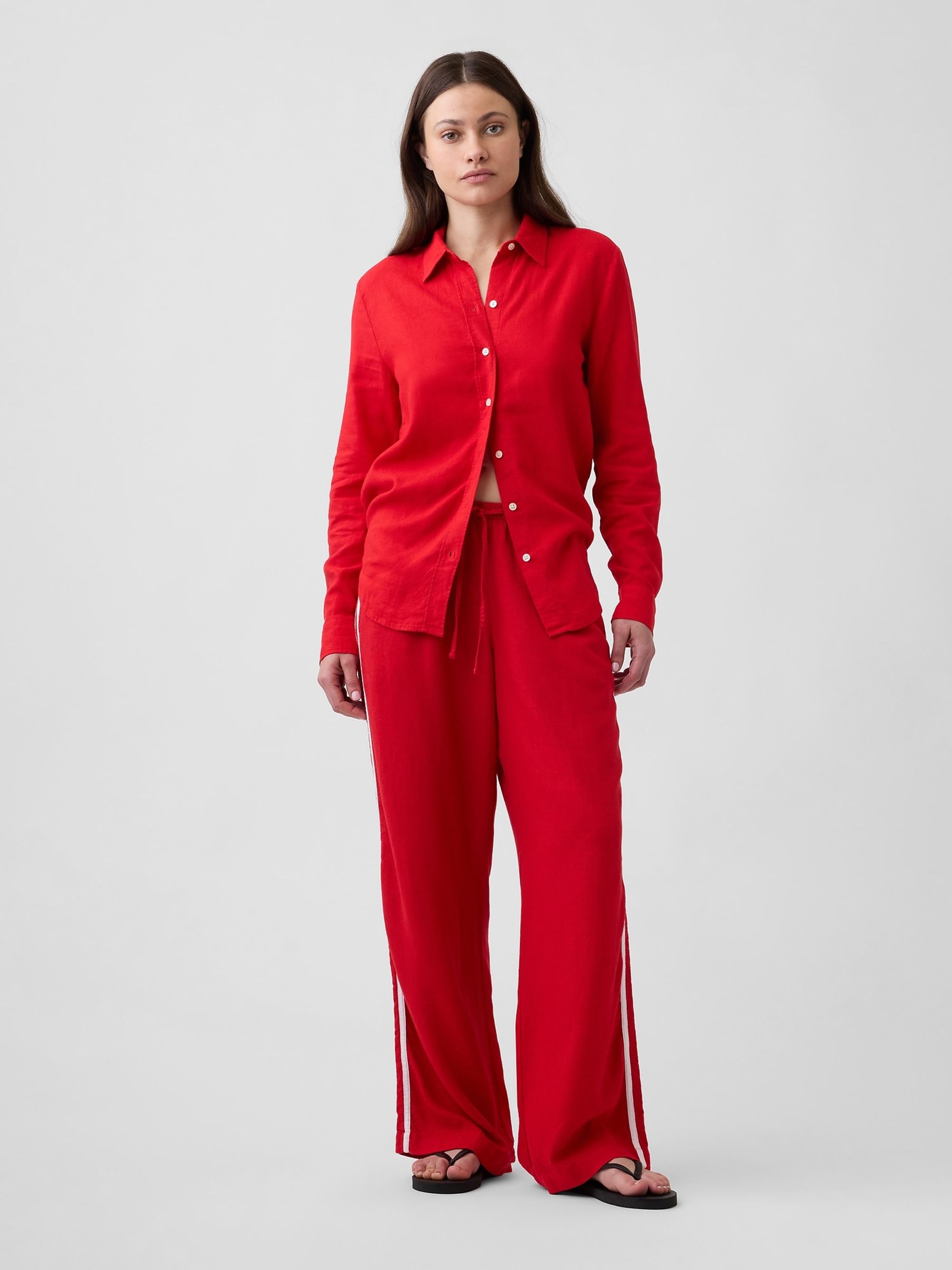 Red Easy Linen Shirt - Image 3 of 5