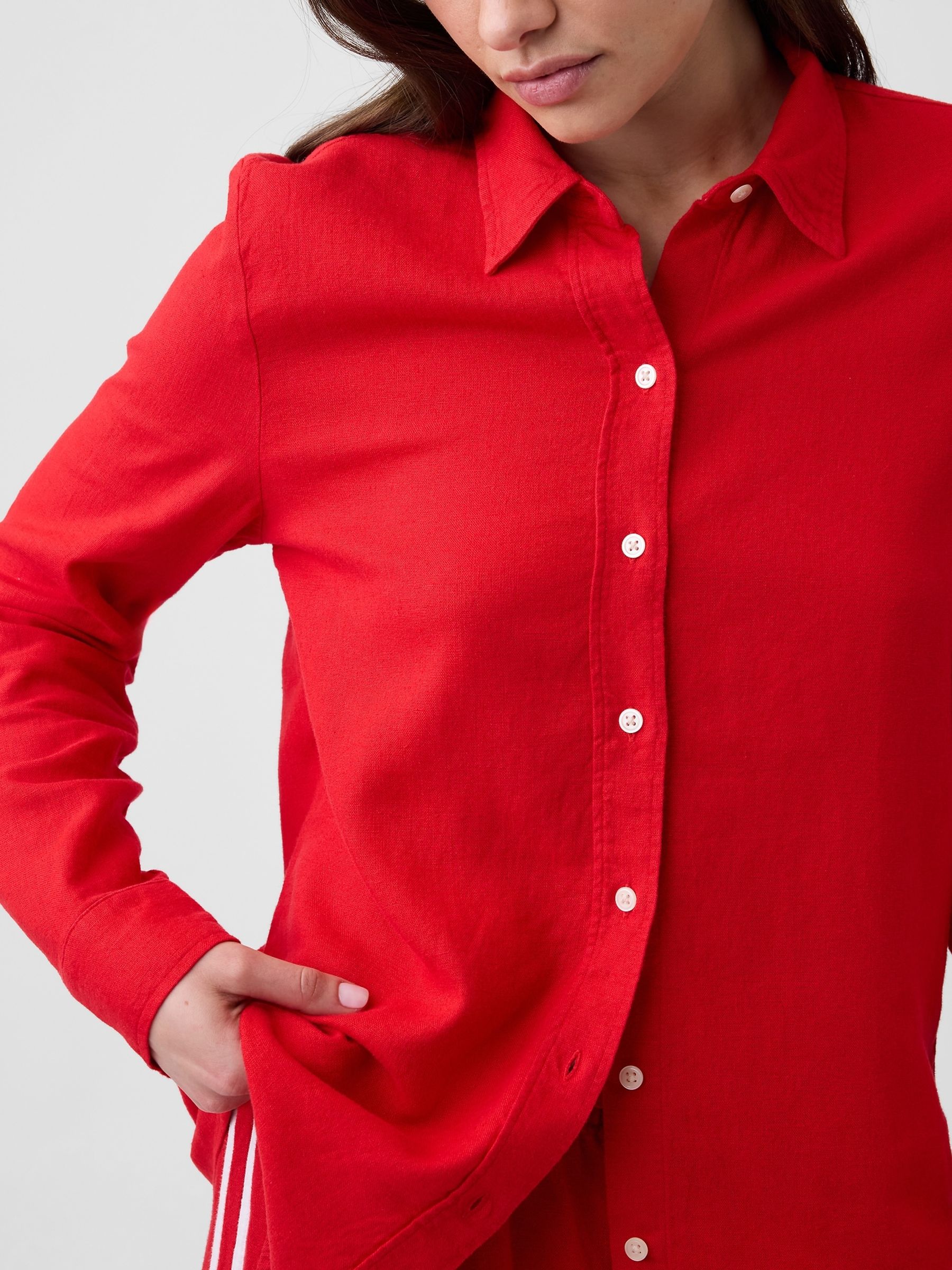 Red Easy Linen Shirt - Image 4 of 5
