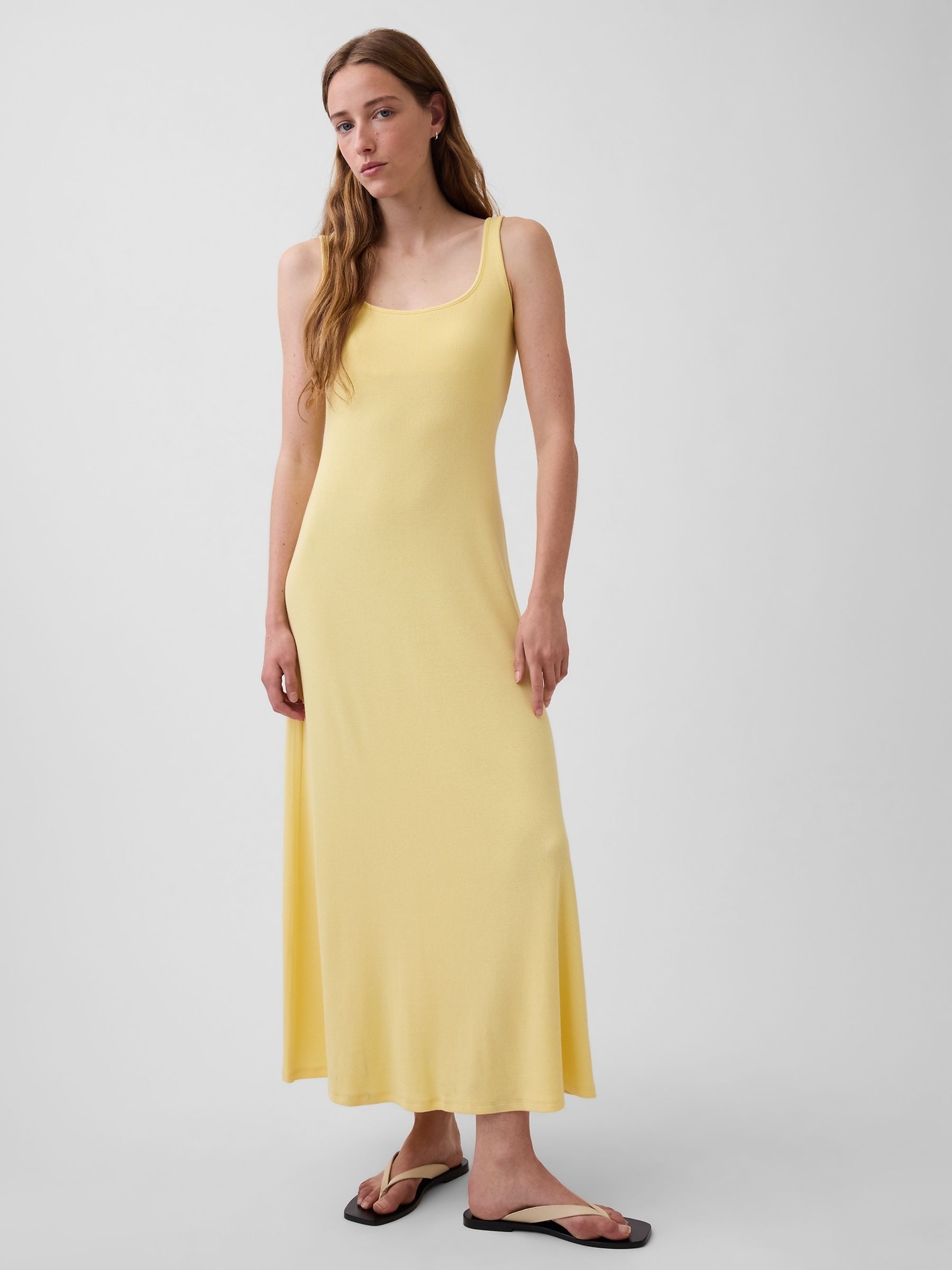 Yellow Modern Rib Square-Neck Maxi Dress - Image 1 of 5