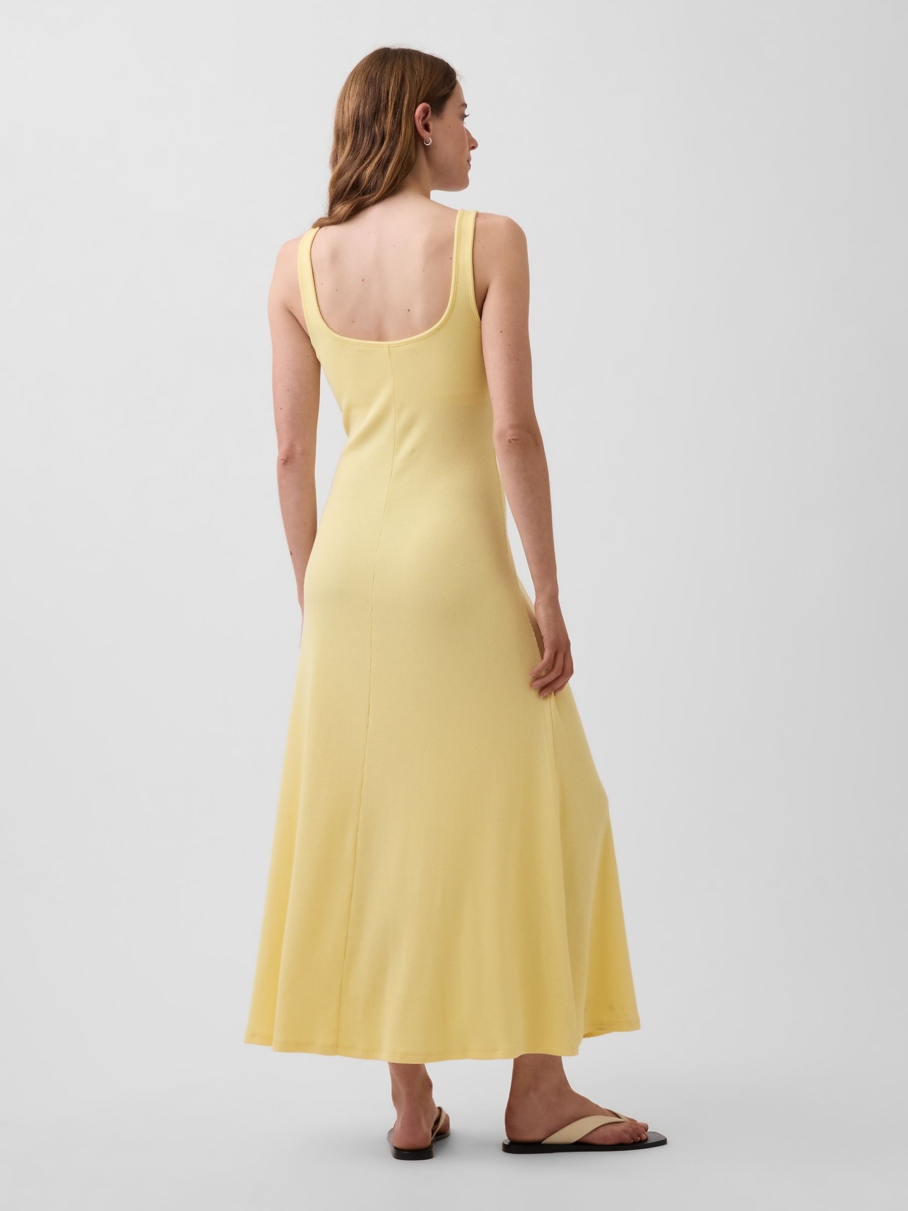 Yellow Modern Rib Square-Neck Maxi Dress - Image 2 of 5 Yellow Modern Rib Square-Neck Maxi Dress - Image 2 of 5