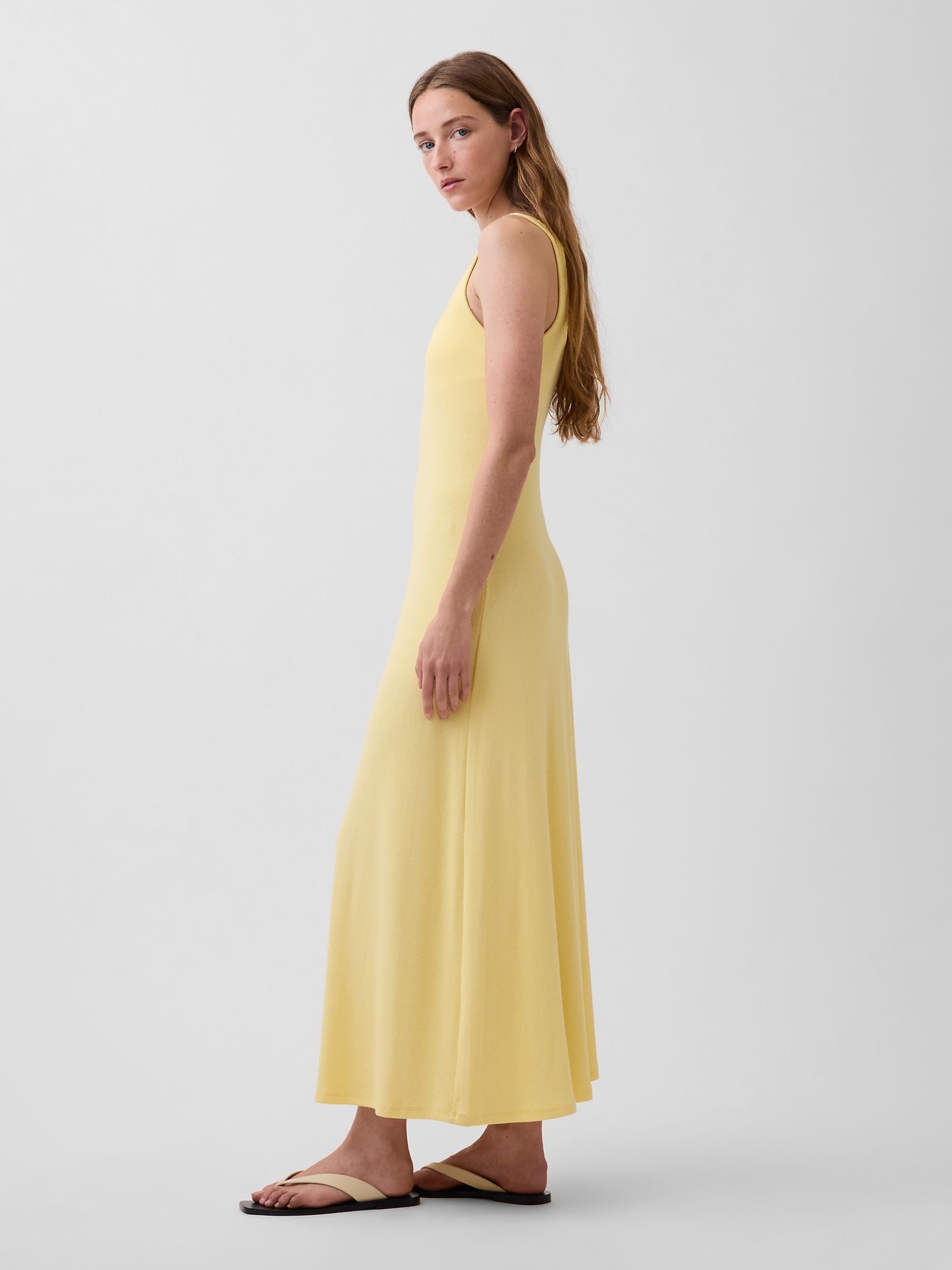 Yellow Modern Rib Square-Neck Maxi Dress - Image 3 of 5