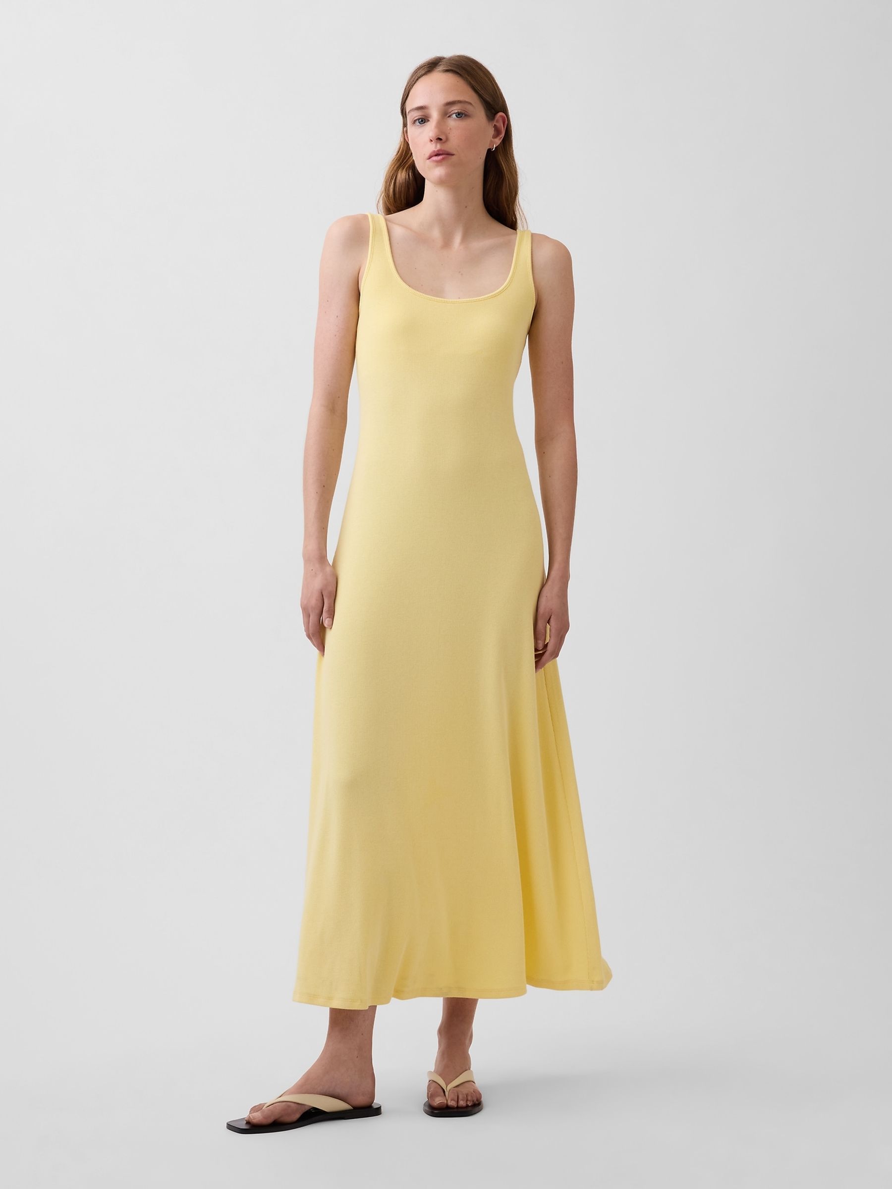 Yellow Modern Rib Square-Neck Maxi Dress - Image 4 of 5