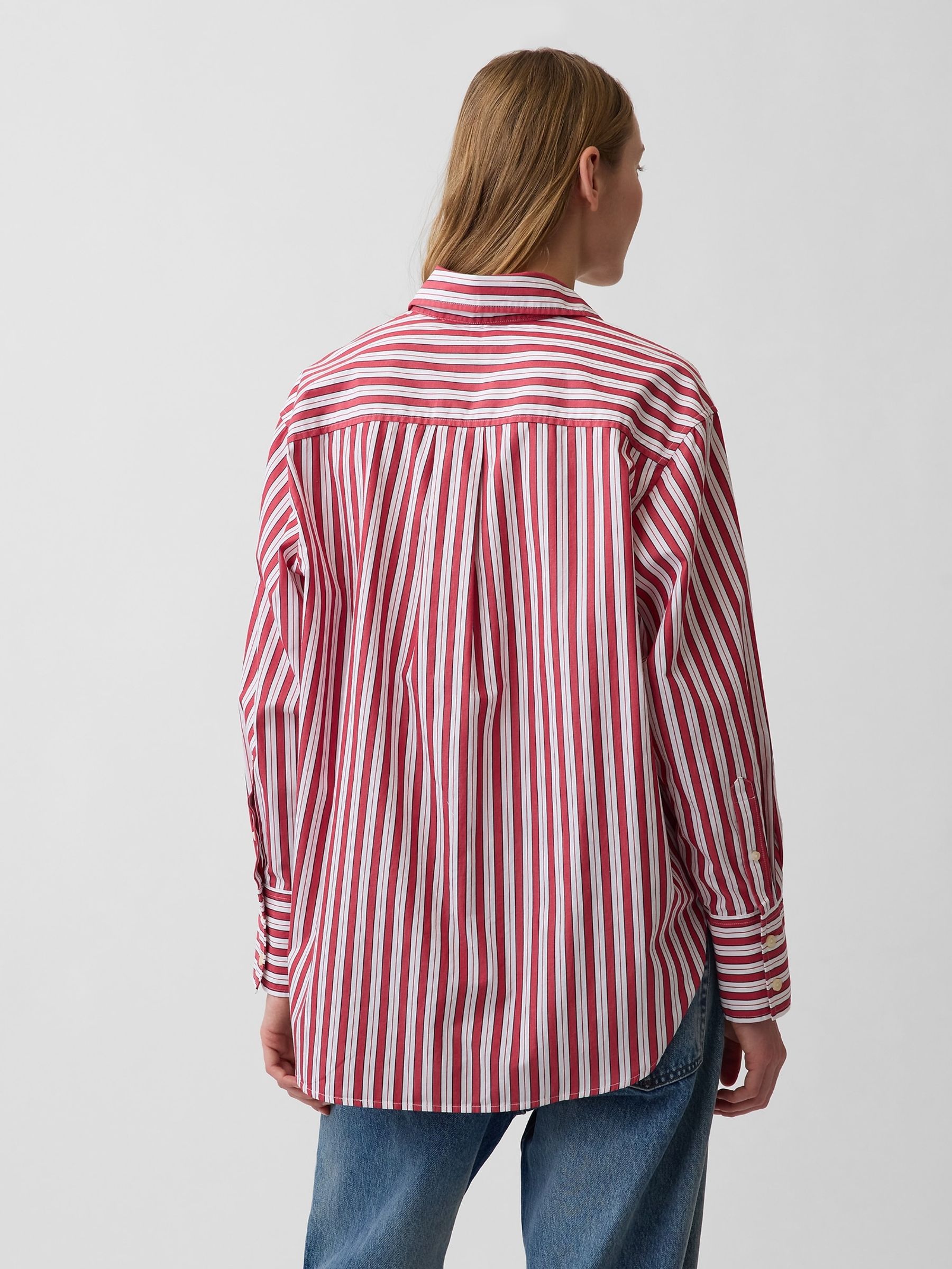 Red Stripe Poplin Big Shirt - Image 2 of 4