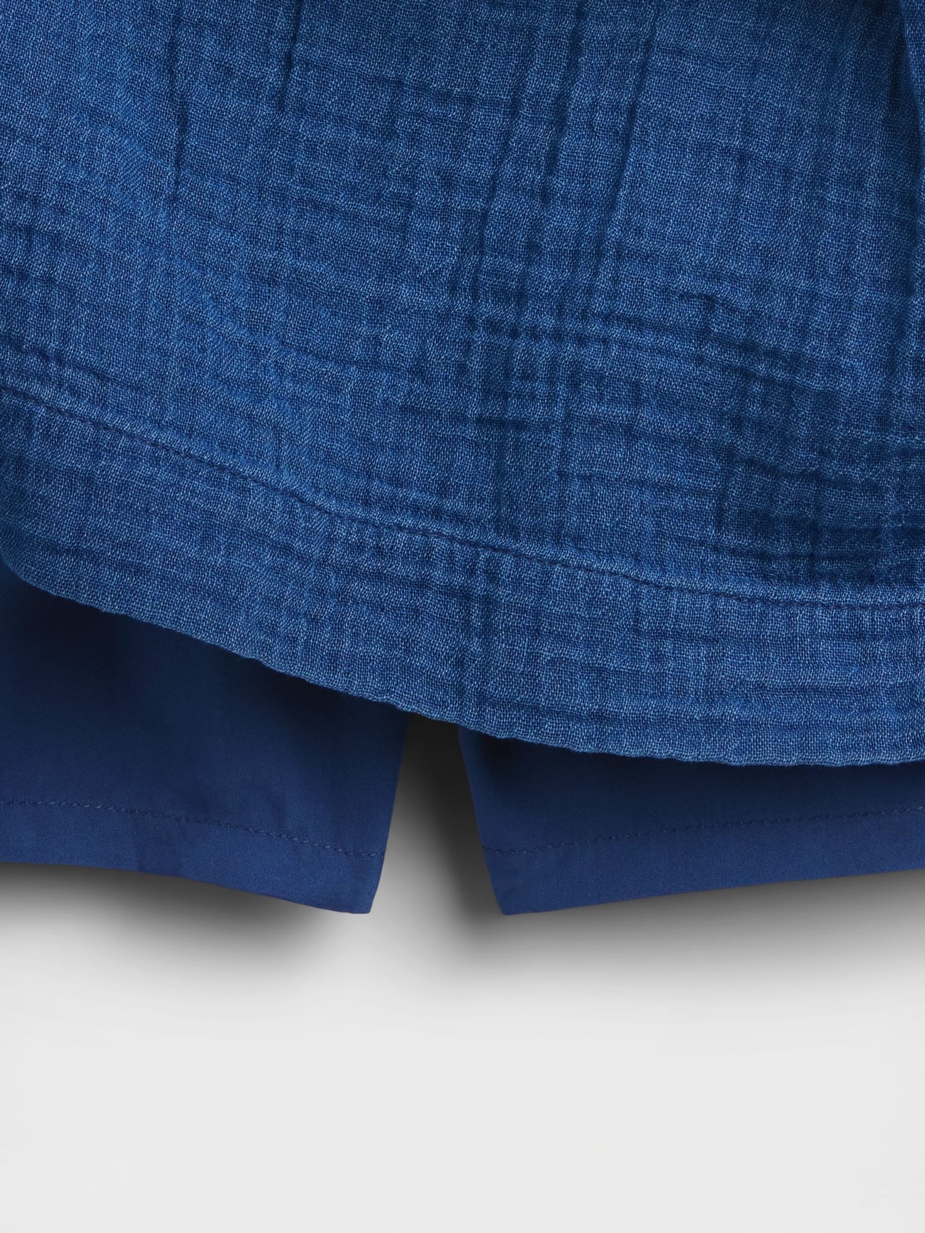 Blue Gauze Denim Smocked Waist Mini Skort - Image 5 of 5 Blue Gauze Denim Smocked Waist Mini Skort - Image 5 of 5