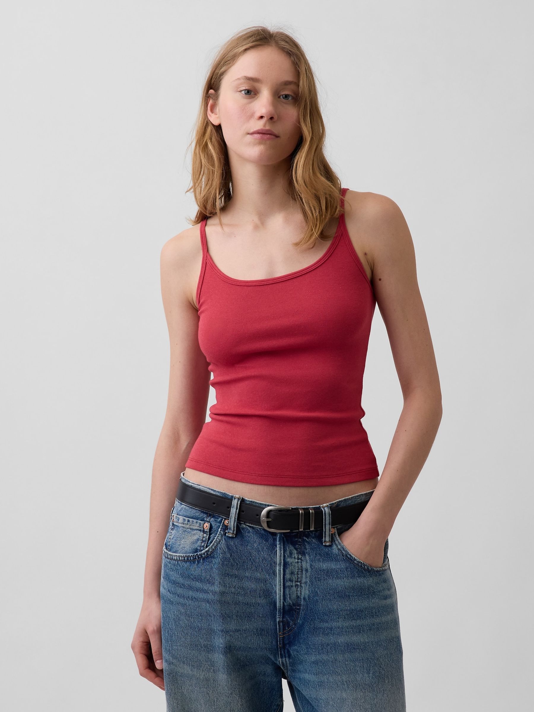 Red Modern Crop Cami - Image 1 of 3