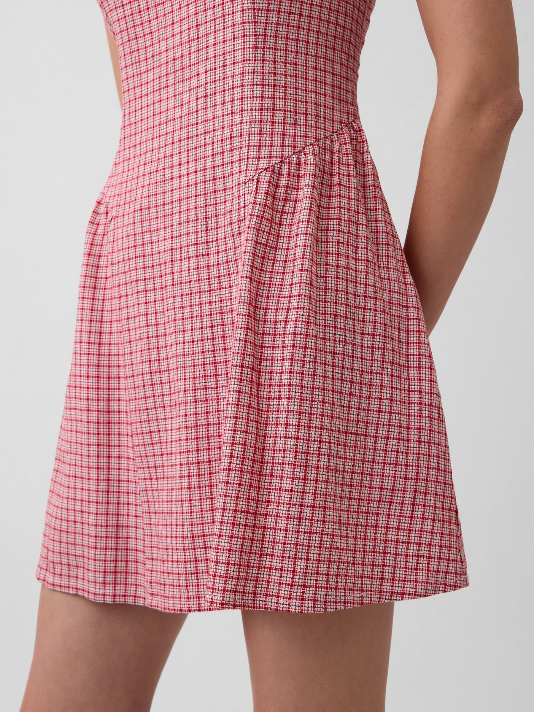 Red Linen-Blend Drop-Waist Mini Dress - Image 4 of 4