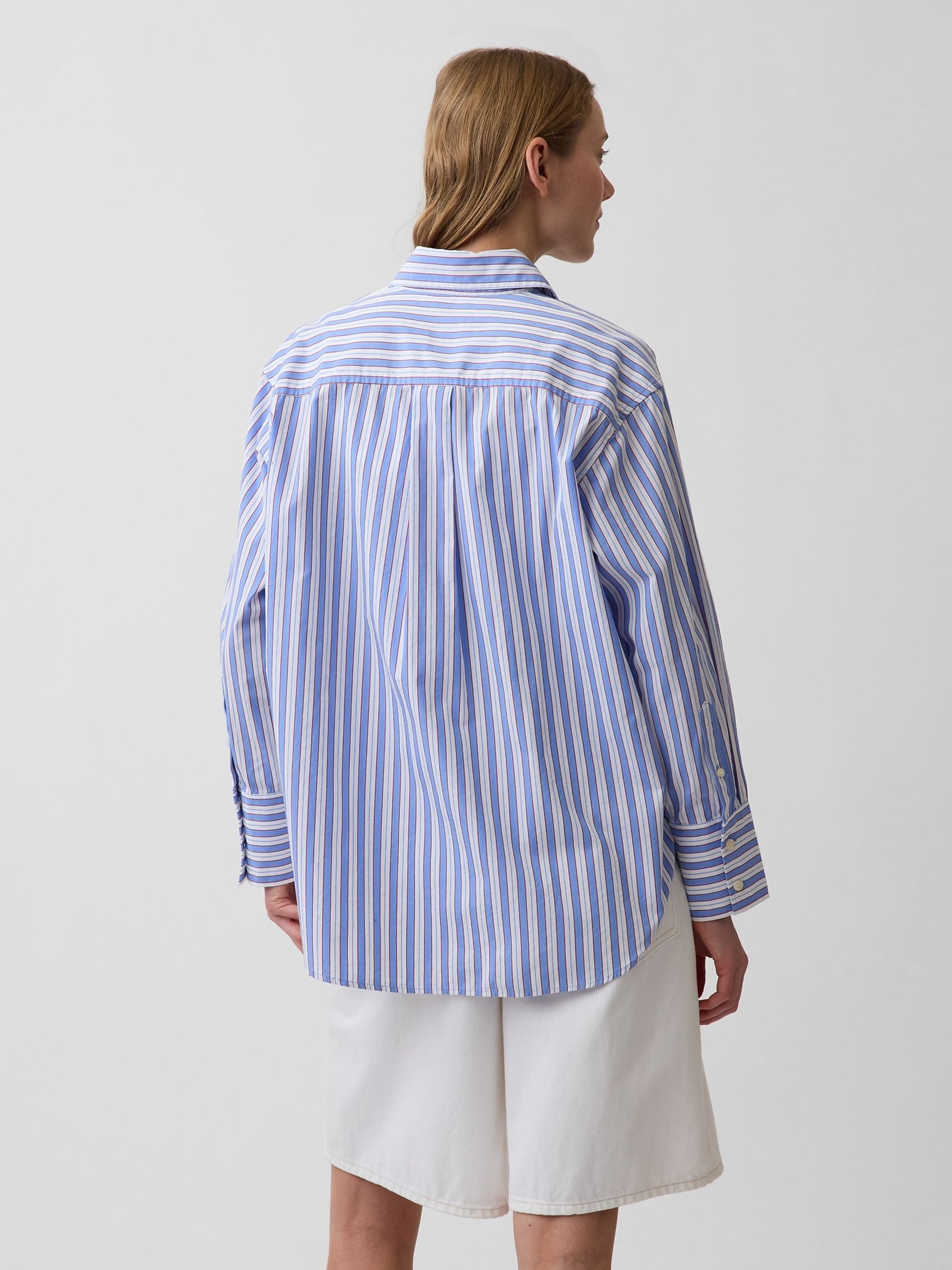 Blue White Stripe Poplin Big Shirt - Image 2 of 4
