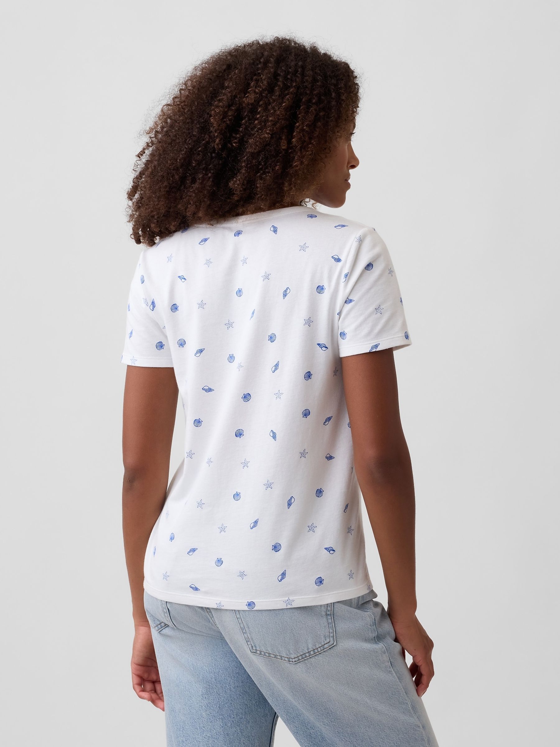 Blue Favorite Print V-Neck Short Sleeve T-Shirt - Image 2 of 5