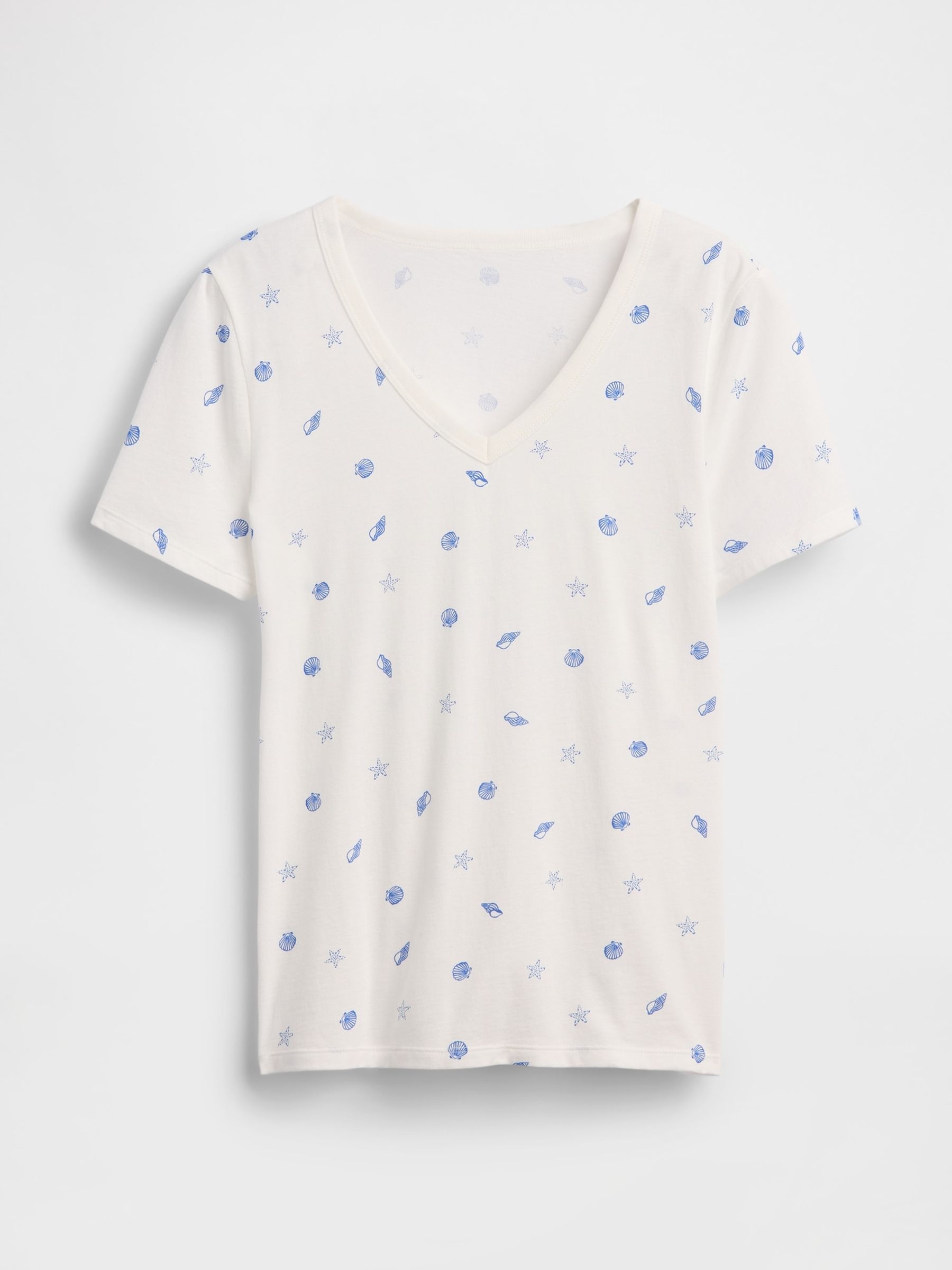 Blue Favorite Print V-Neck Short Sleeve T-Shirt - Image 5 of 5