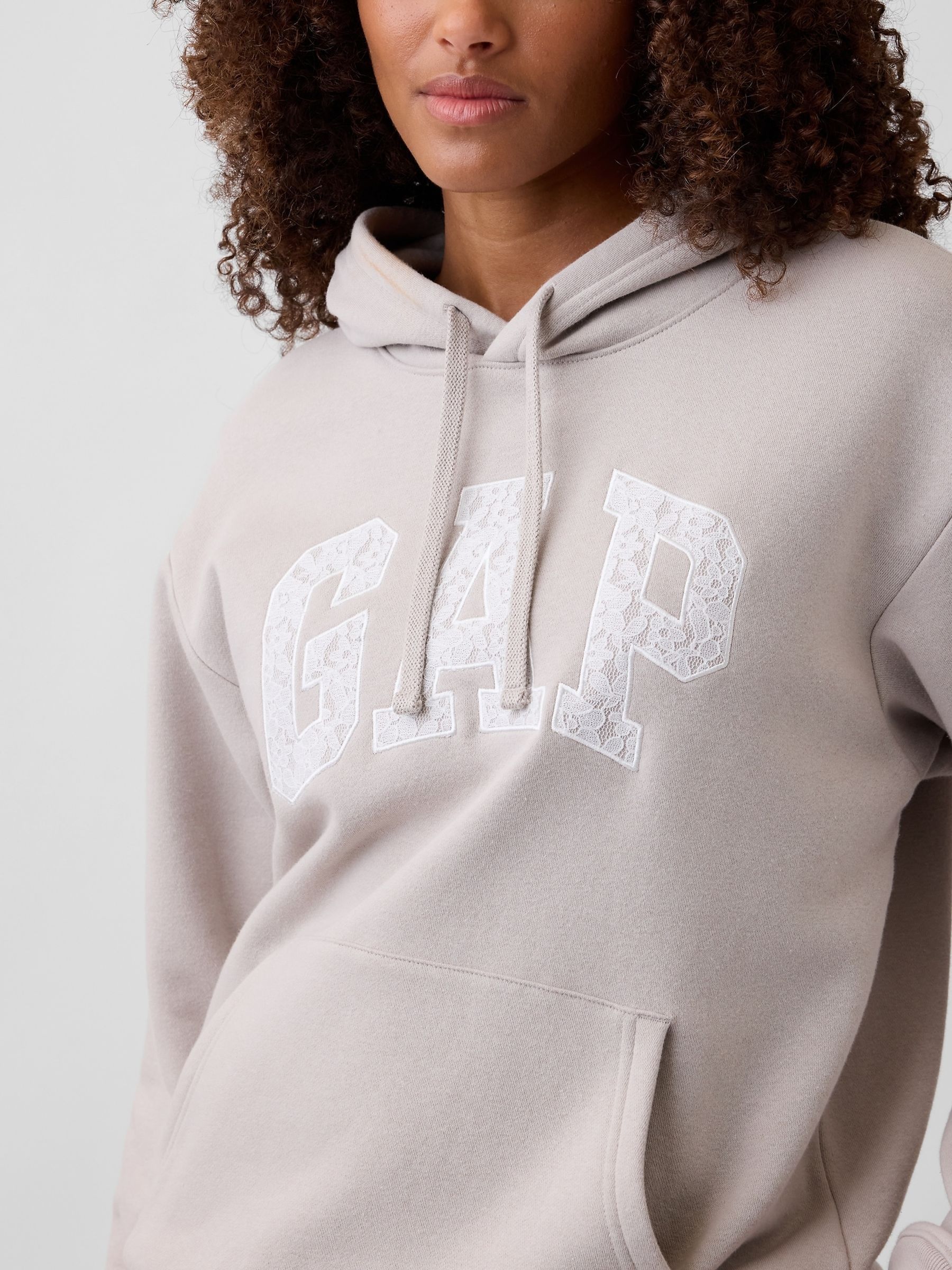 Beige Relaxed Logo Hoodie - Image 4 of 5
