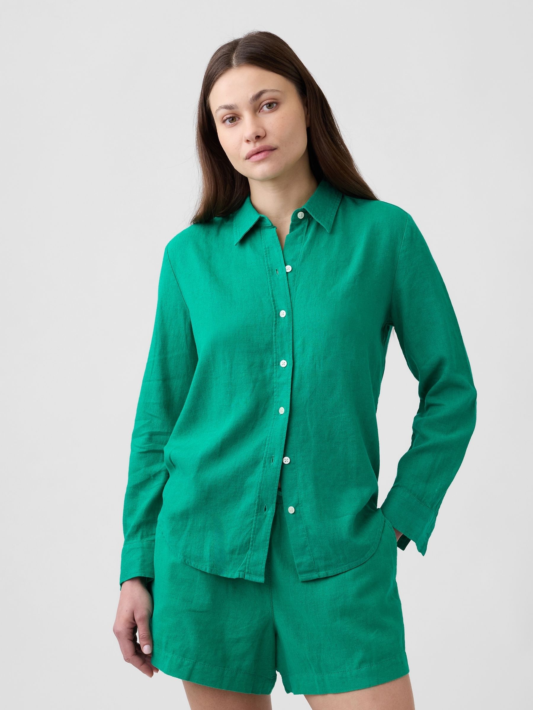 Green Easy Linen Shirt - Image 1 of 5