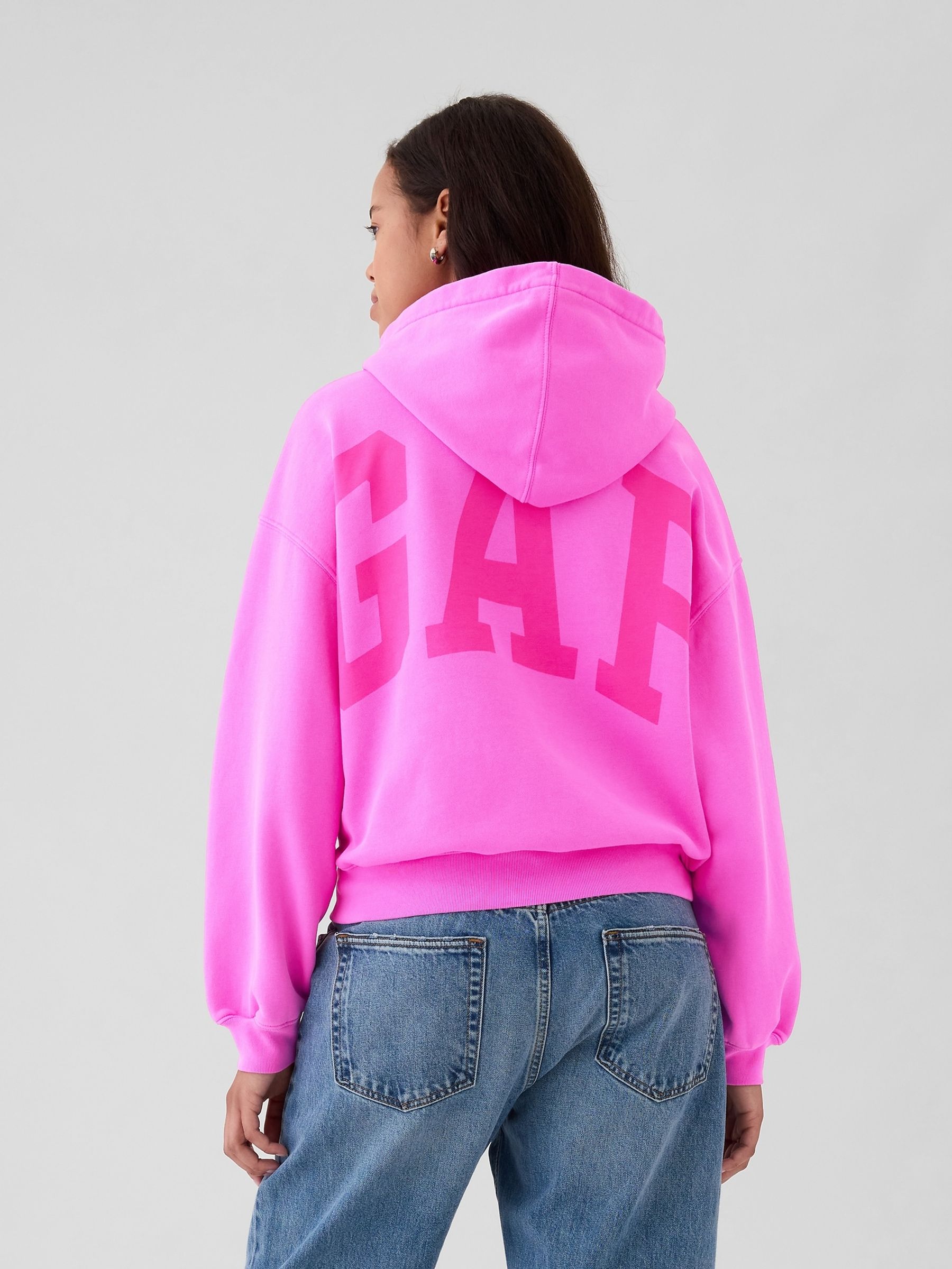 Fuchsia VintageSoft Crop Logo Hoodie | Gap