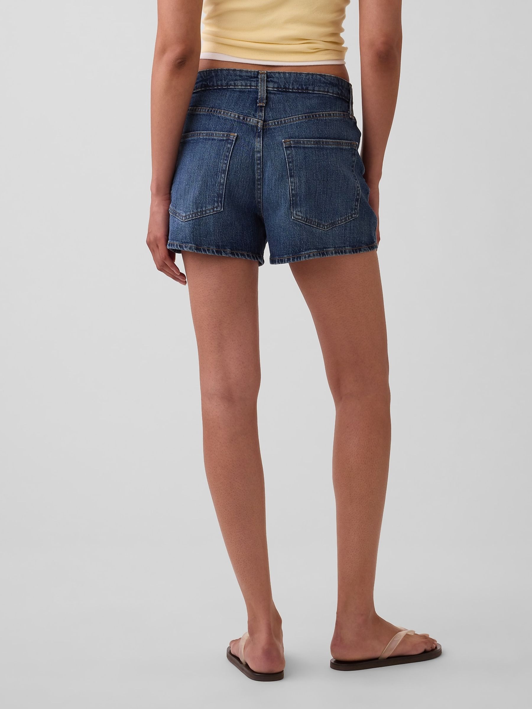 Medium Wash 3.5 inch High Rise Relaxed Straight Denim Shorts - Image 2 of 4