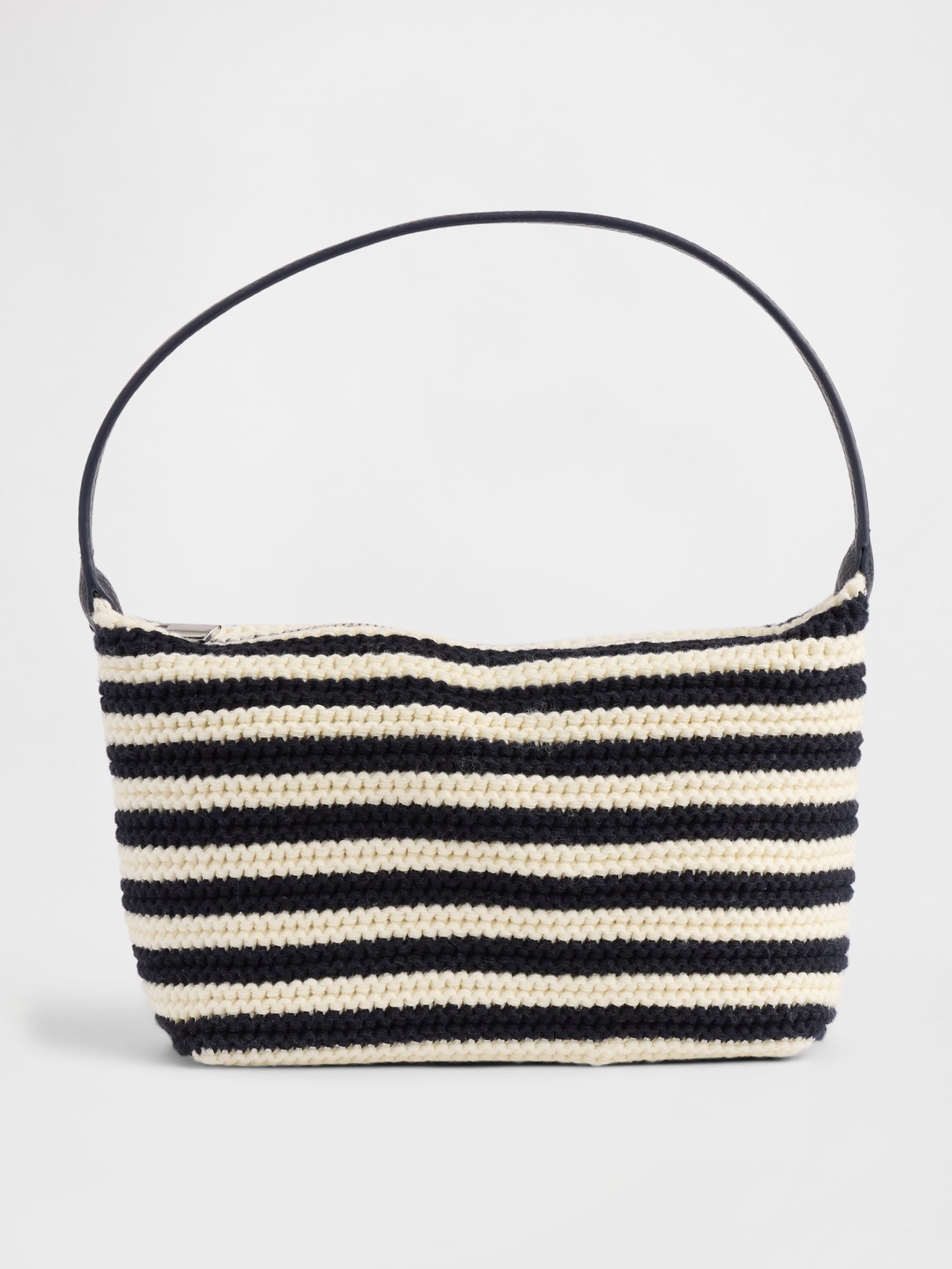 Black Crochet Stripe Mini Bag - Image 1 of 3 Black Crochet Stripe Mini Bag - Image 1 of 3