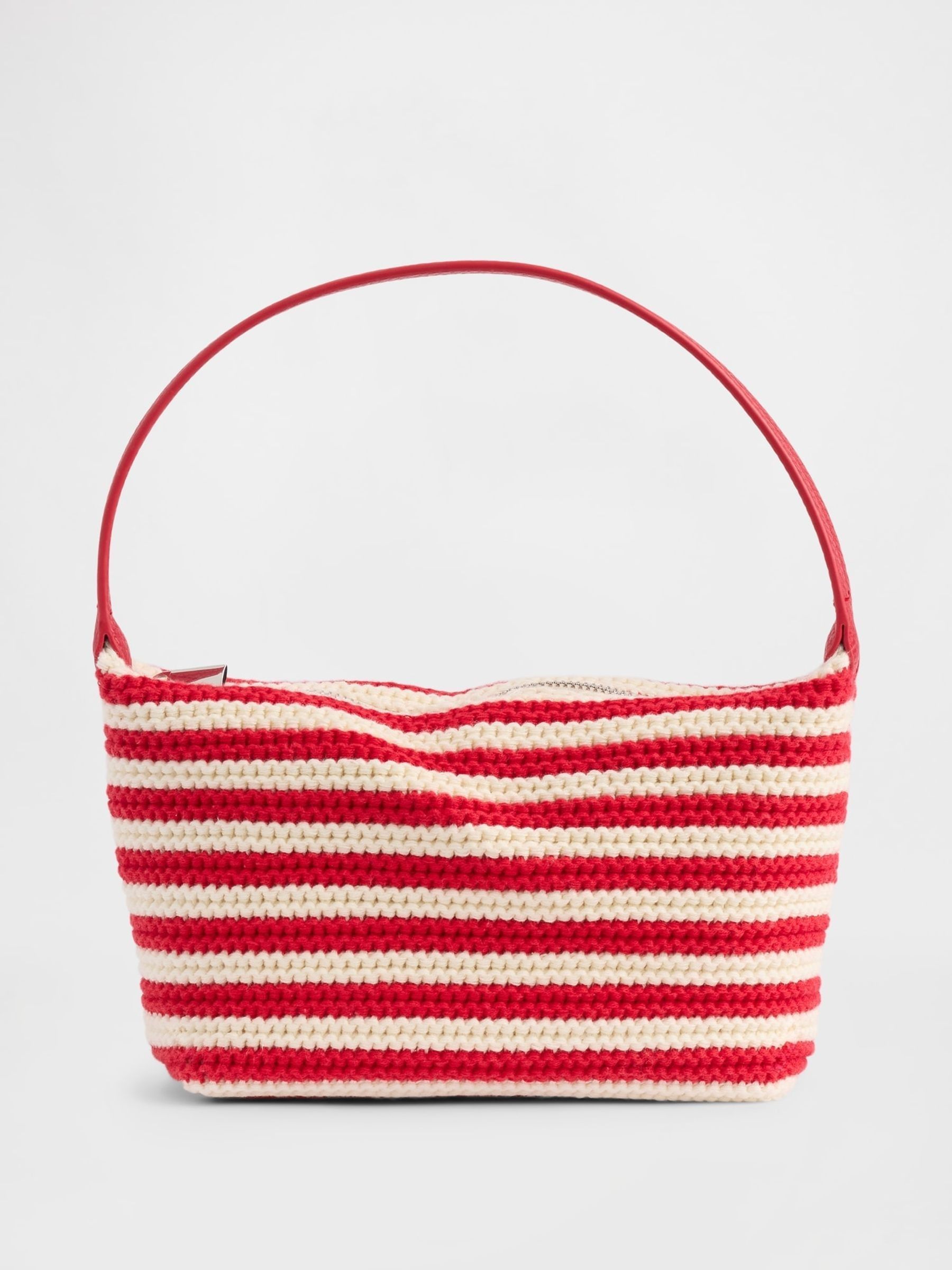Red Crochet Stripe Mini Bag - Image 1 of 3 Red Crochet Stripe Mini Bag - Image 1 of 3