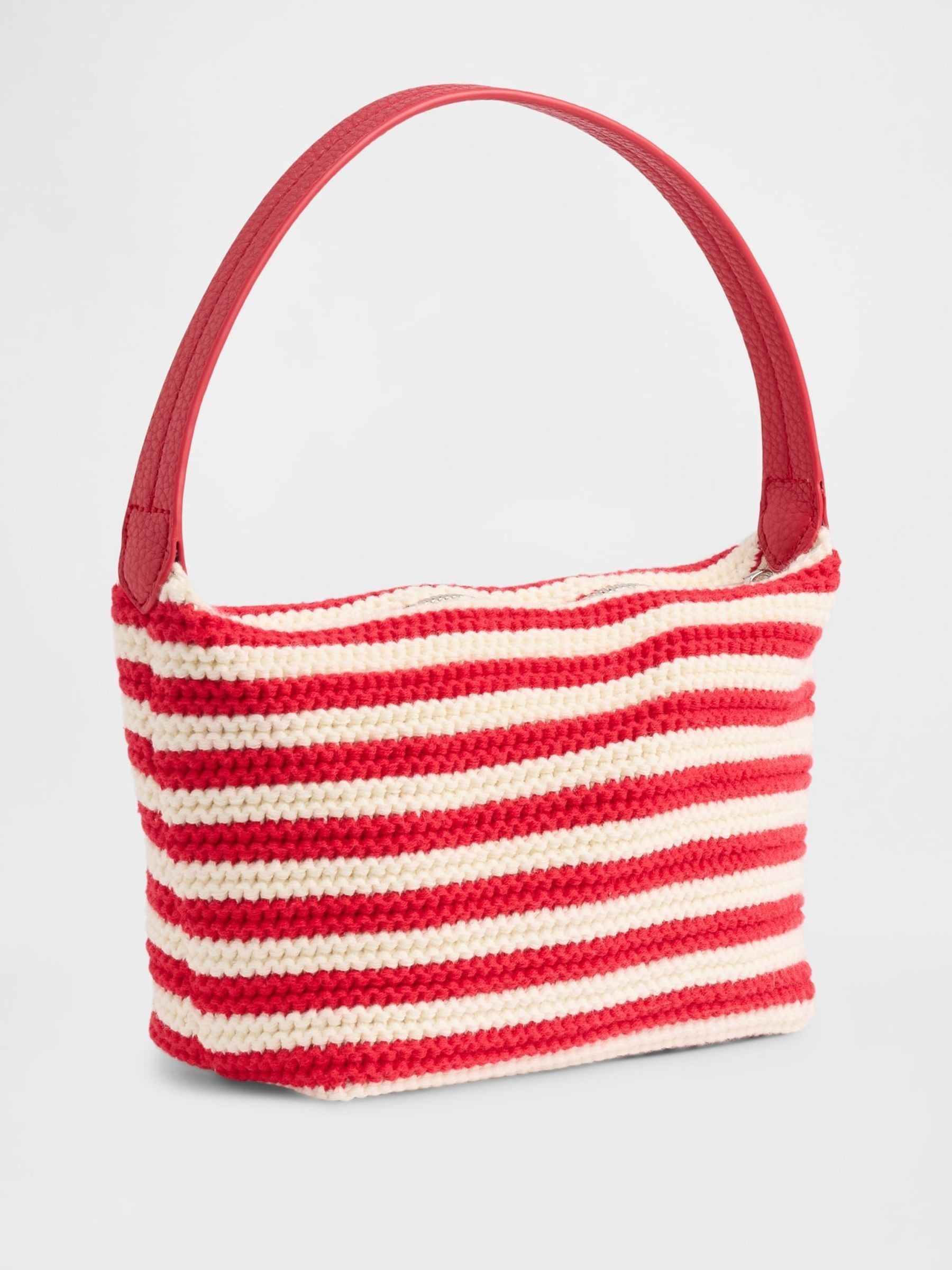 Red Crochet Stripe Mini Bag - Image 2 of 3 Red Crochet Stripe Mini Bag - Image 2 of 3