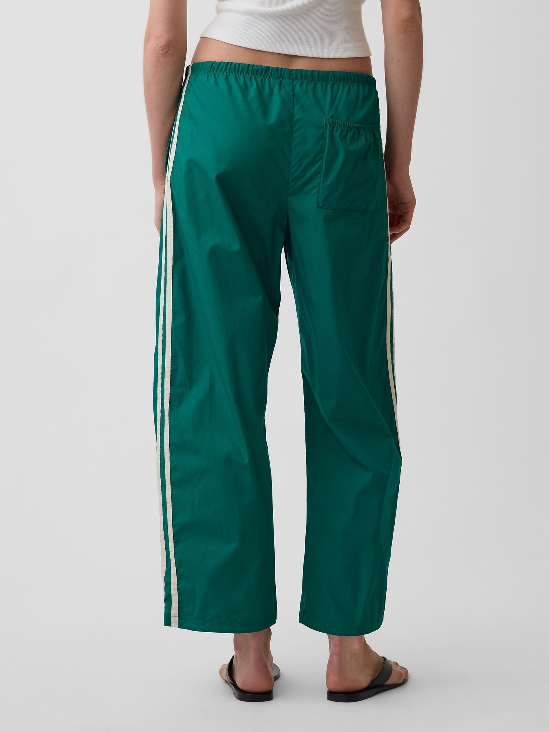 Green Cotton Poplin Relaxed Easy Stripe Trousers - Image 2 of 4