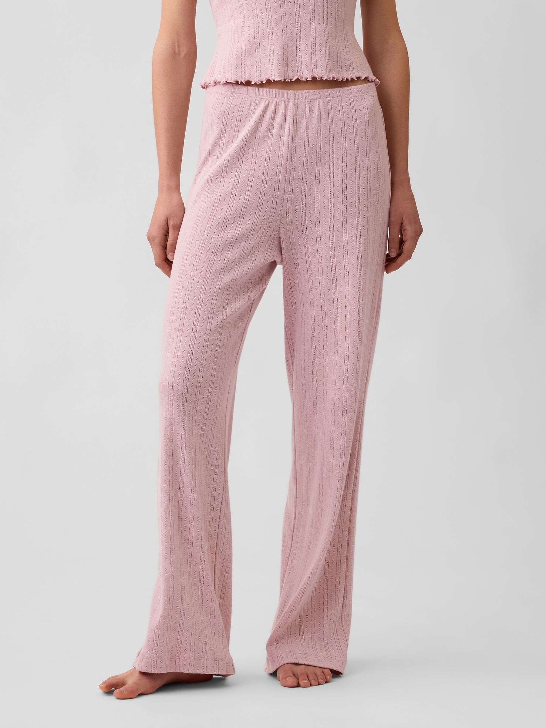Pink Pointelle Pyjamas Bottoms - Image 1 of 5 Pink Pointelle Pyjamas Bottoms - Image 1 of 5