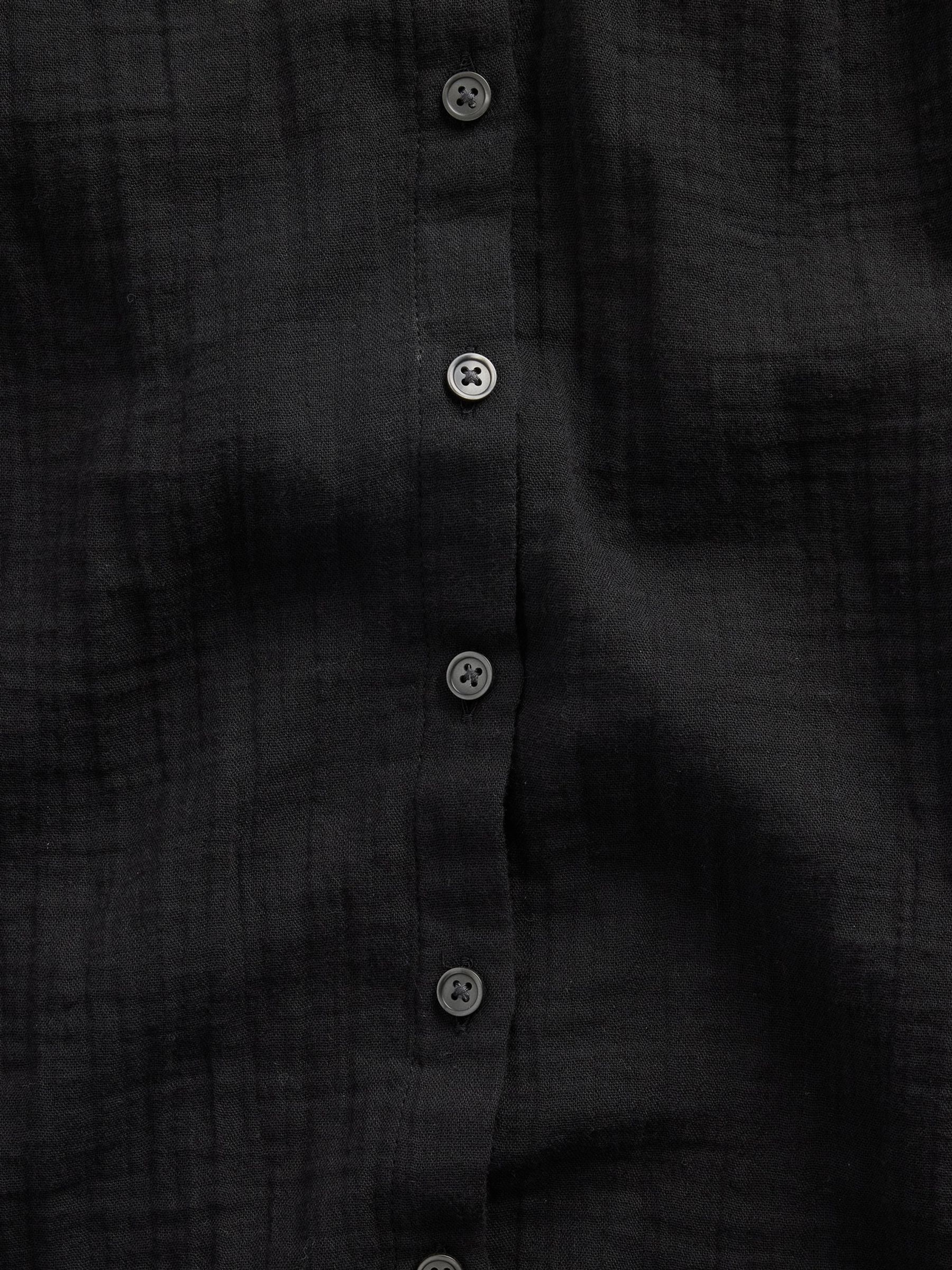 Black Gauze Oversized Collarless Shirt - Image 4 of 4
